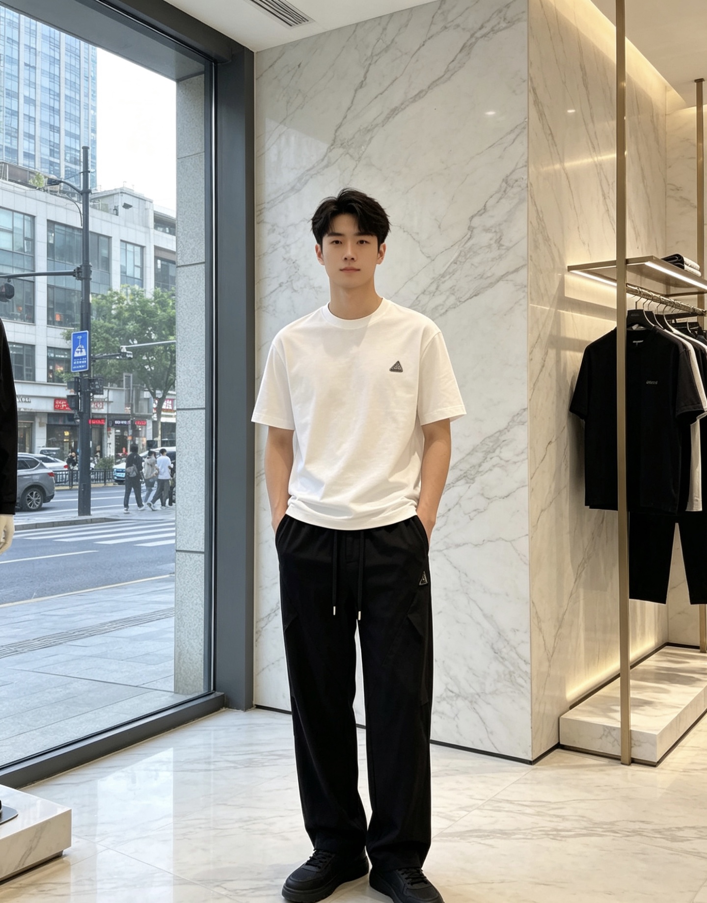 普拉达。26年春夏专柜新品同步上市。原单订制高品质时尚休闲裤。超级百搭款。独家定制面料，手感细腻柔软，贴