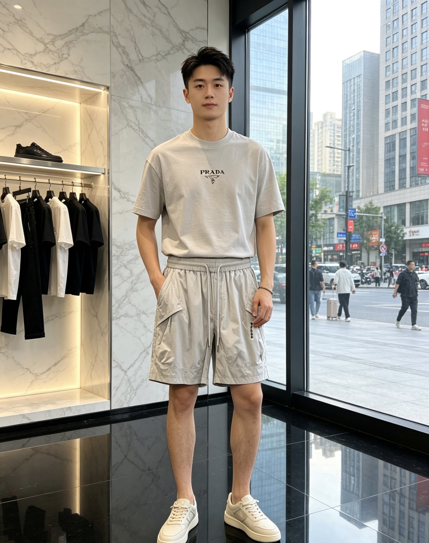 普拉达。🉑️穿200斤。2026春夏新款休闲工装裤 时尚休闲 内胆采用网眼面料。休闲版型 微弹力面料 面