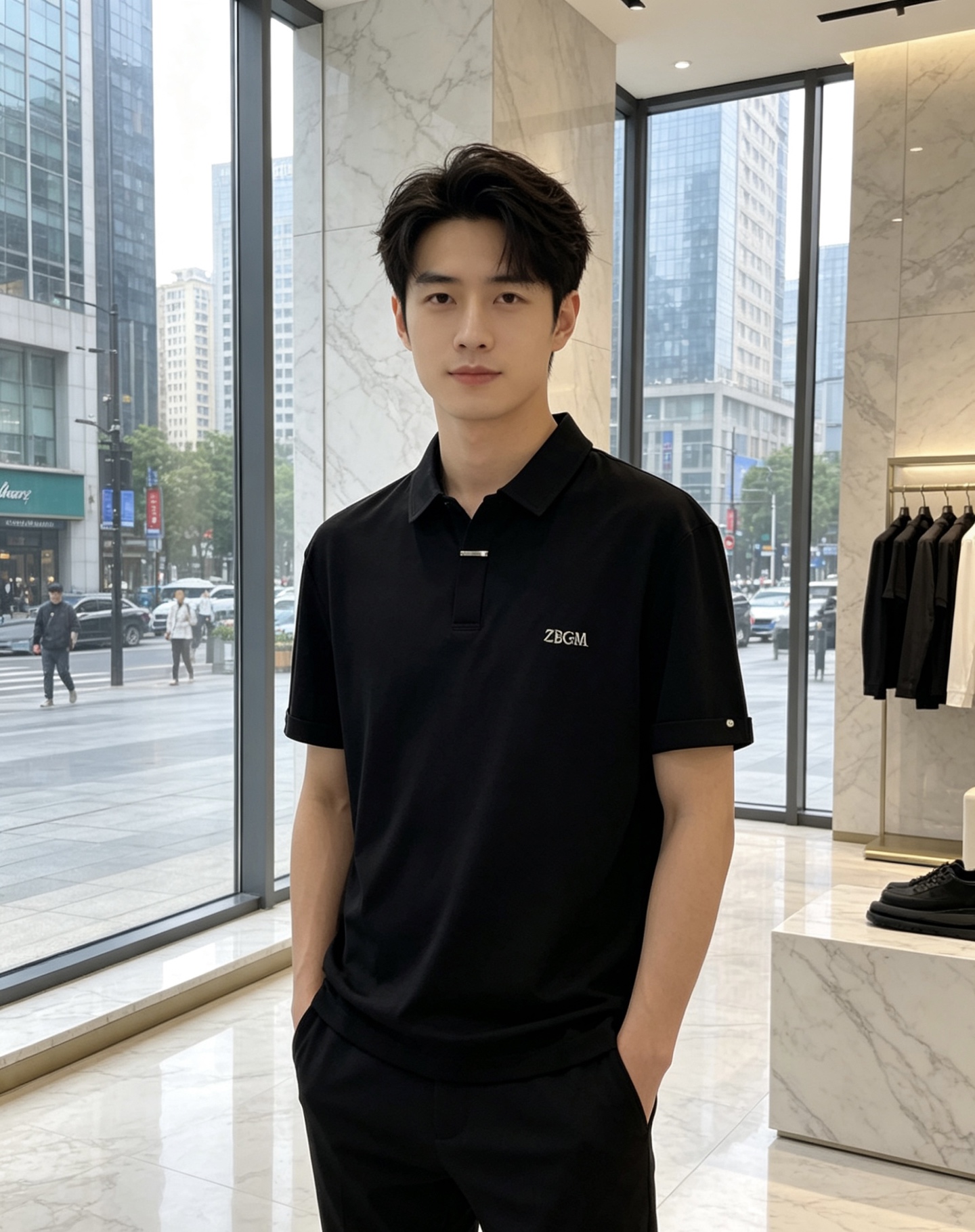 杰尼亚。26春夏新款男士标识Polo衫，延续经典老钱枫休闲翻领POLO恤.该款Polo衫采用原版专柜面料