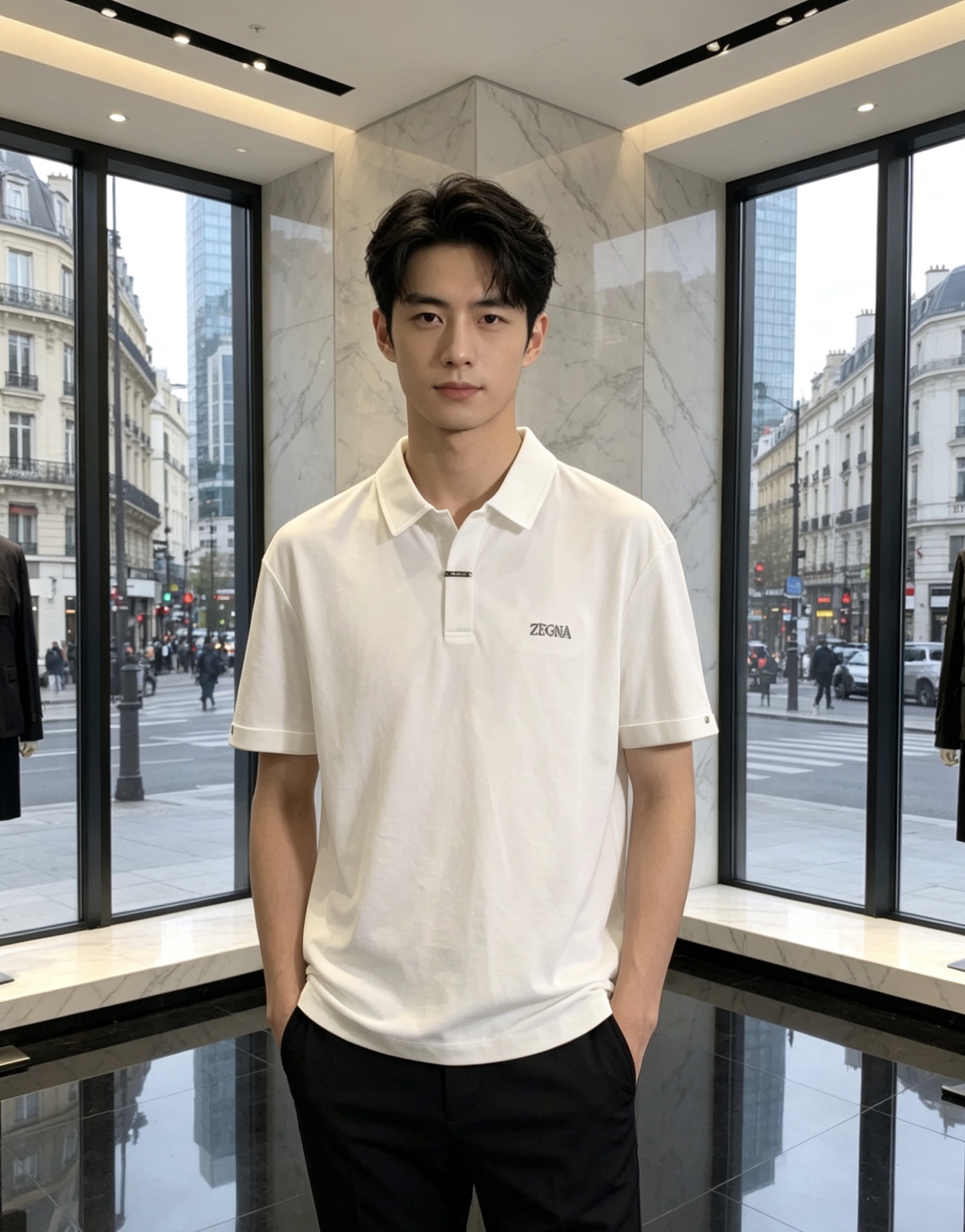 杰尼亚。26春夏新款男士标识Polo衫，延续经典老钱枫休闲翻领POLO恤.该款Polo衫采用原版专柜面料