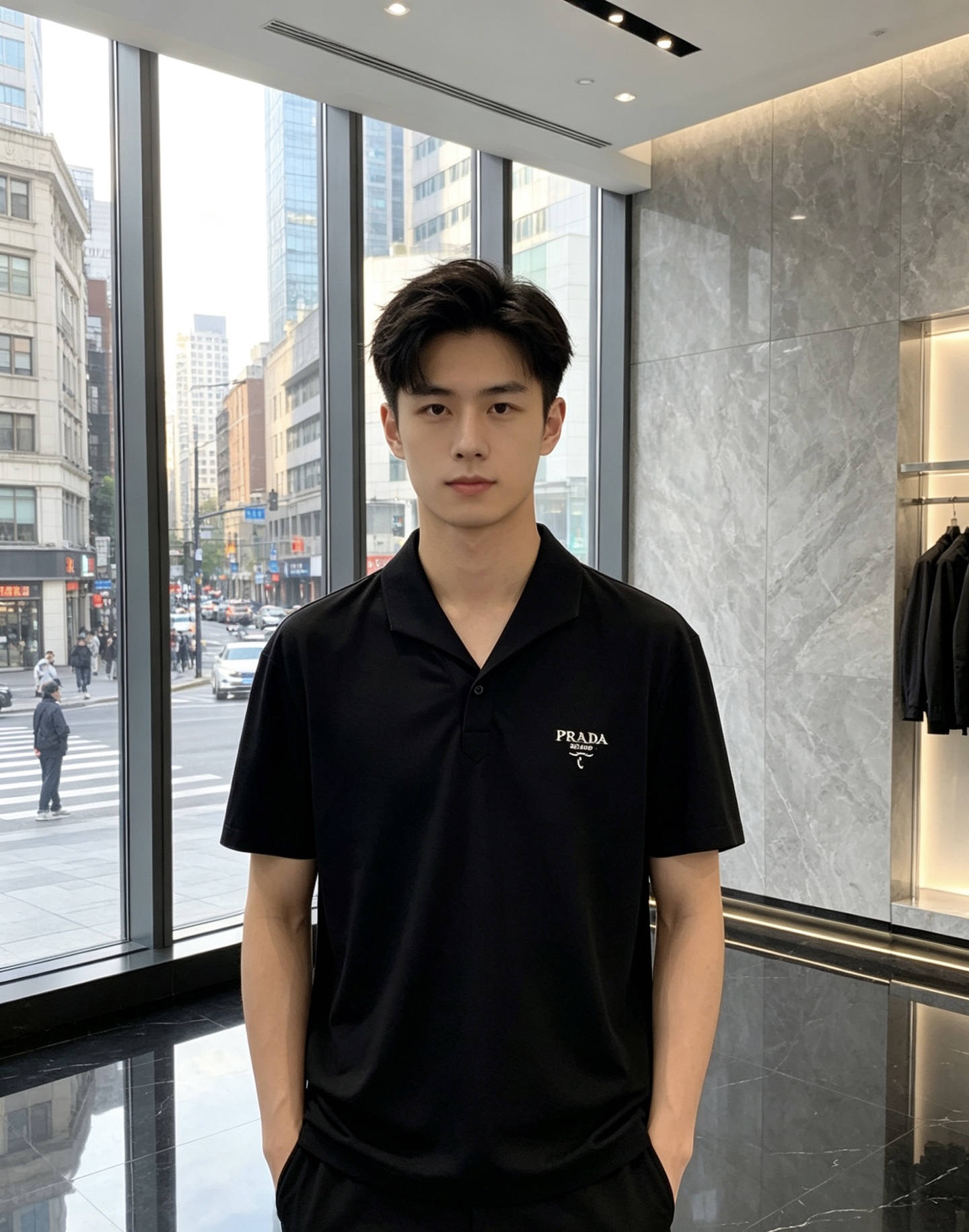普拉达 26春夏新款男士标识Polo衫，延续经典老钱枫休闲翻领POLO恤.该款Polo衫采用原版专柜面料