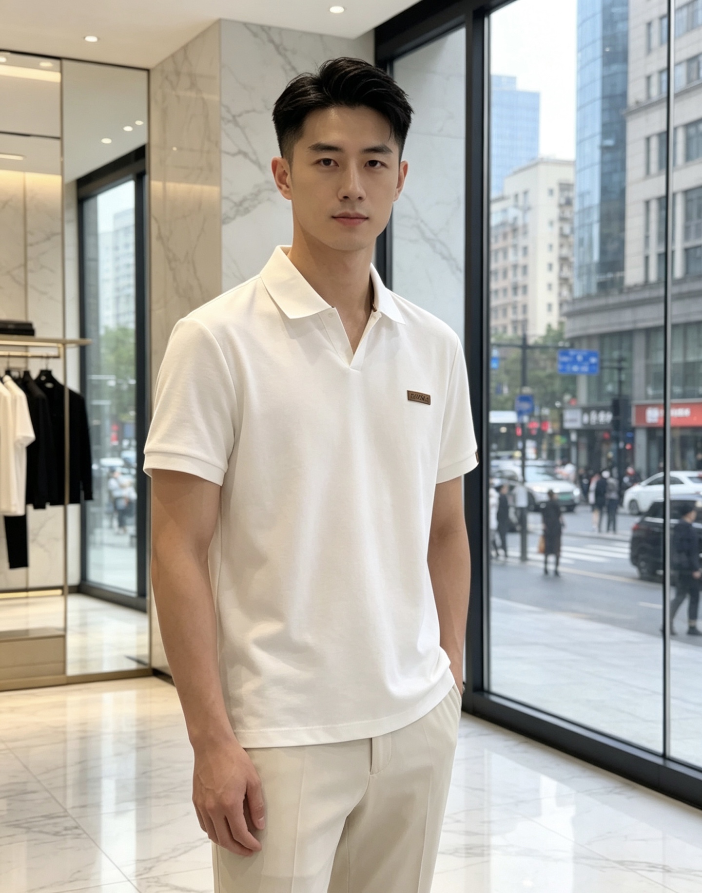 杰尼亚。26春夏新款男士标识Polo衫，延续经典老钱枫休闲翻领POLO恤.该款Polo衫采用原版专柜面料