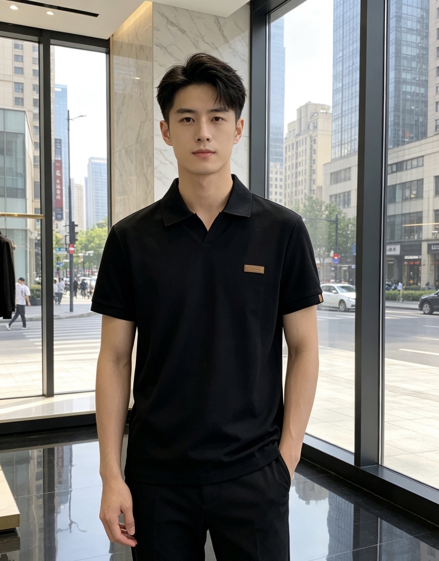 杰尼亚。26春夏新款男士标识Polo衫，延续经典老钱枫休闲翻领POLO恤.该款Polo衫采用原版专柜面料