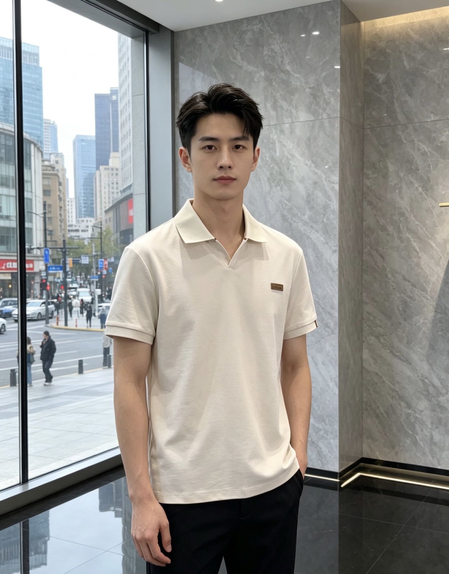 杰尼亚。26春夏新款男士标识Polo衫，延续经典老钱枫休闲翻领POLO恤.该款Polo衫采用原版专柜面料