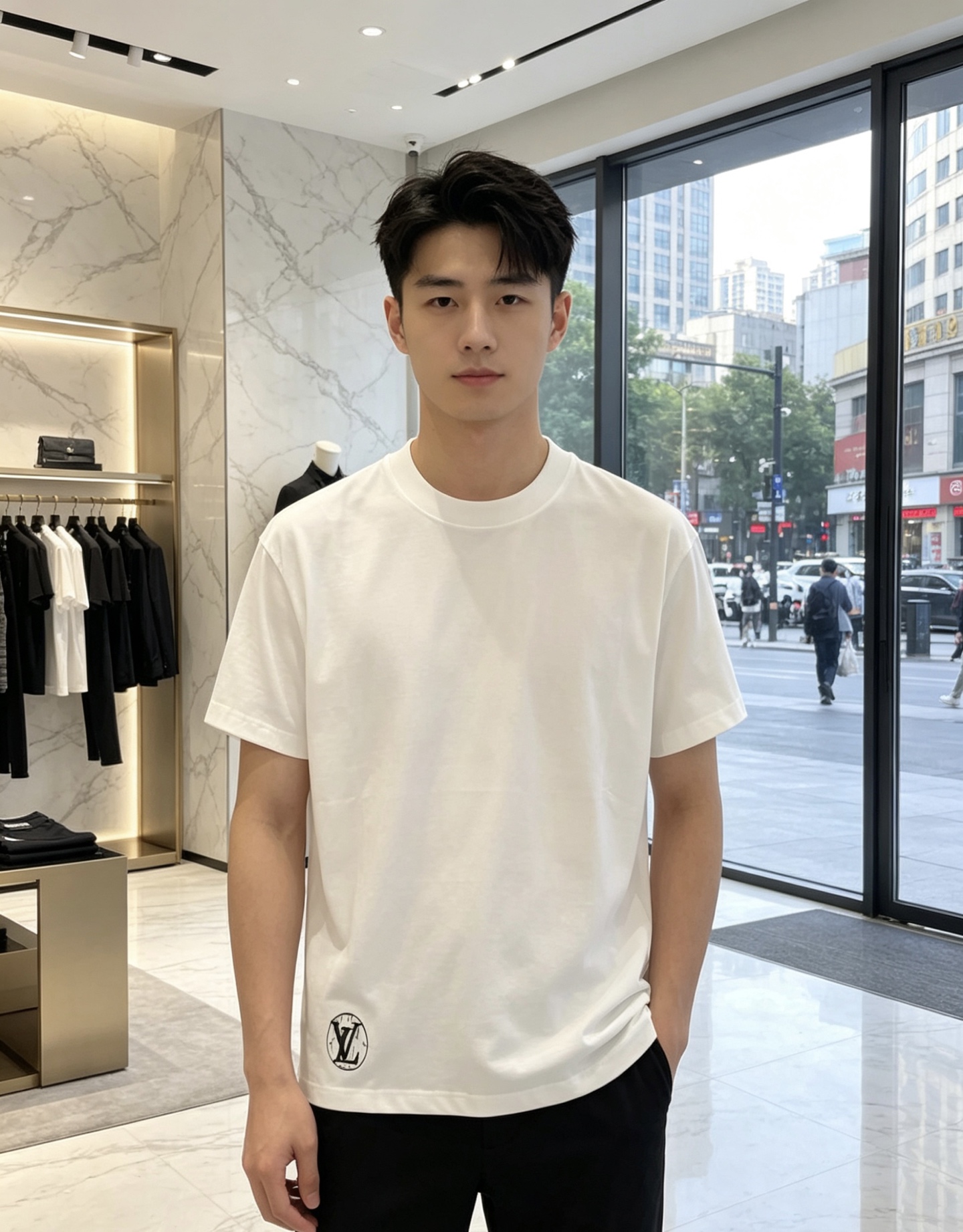 Lv。🉑️穿200斤。2026春夏新品时尚圆领短袖👍高级定制百搭款式！更有实用感 任何人都可以轻松驾驭 