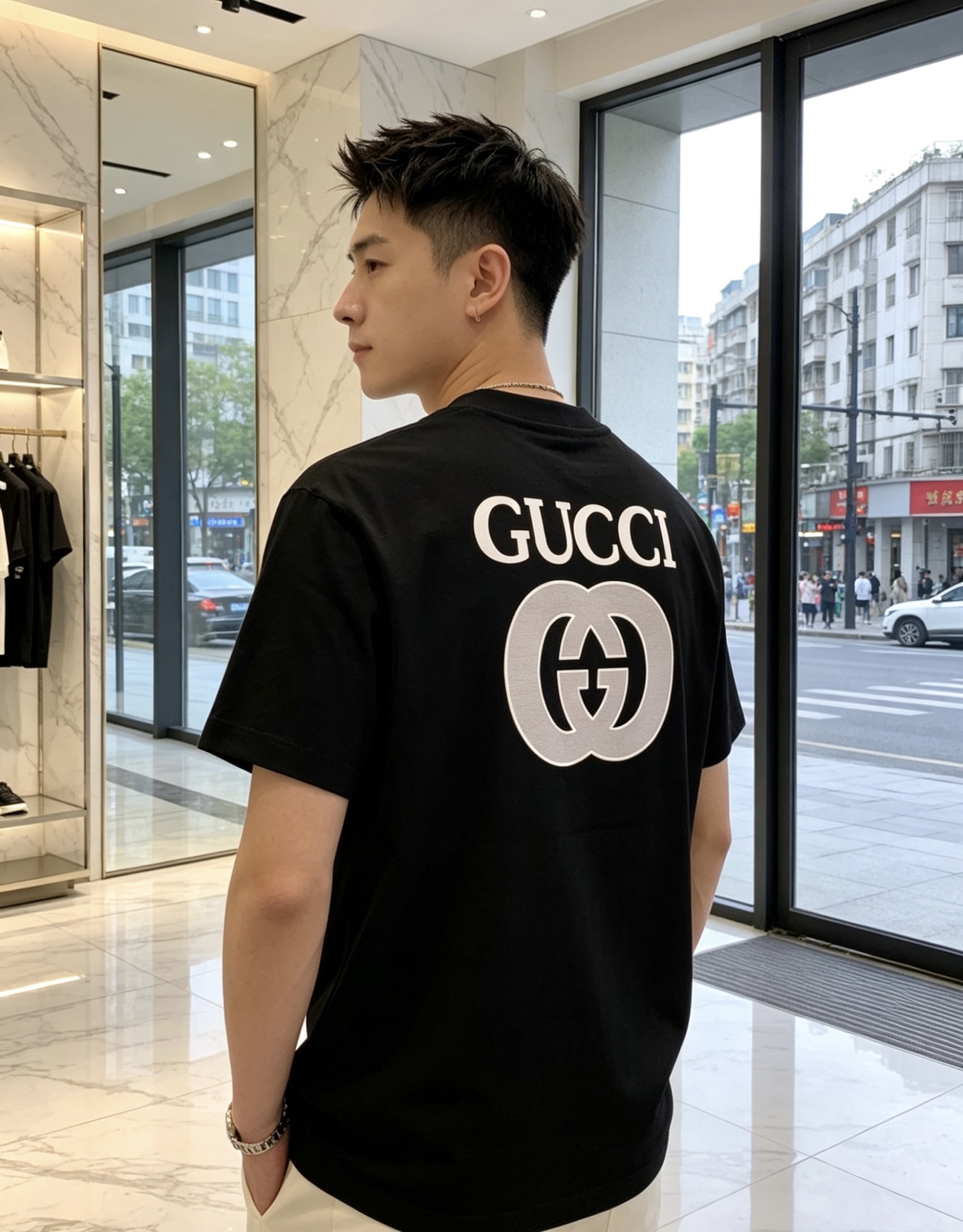 Gucci。🉑️穿200斤。2026春夏新品时尚圆领短袖👍高级定制百搭款式！更有实用感 任何人都可以轻松