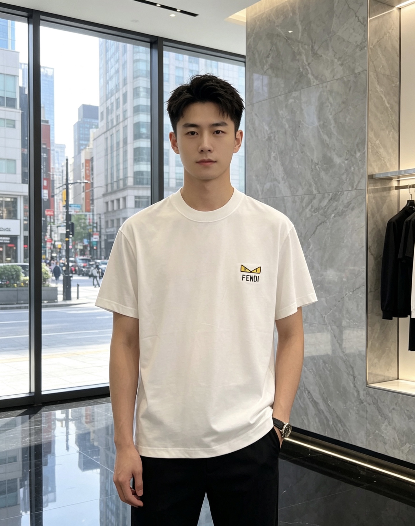 芬迪。🉑️穿200斤。2026春夏新品时尚圆领短袖👍高级定制百搭款式！更有实用感 任何人都可以轻松驾驭 