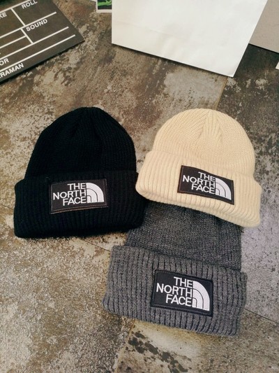 The North Face Hats Knitted Hat Beige Black Grey Light Gray Embroidery Unisex Knitting Fall/Winter Collection