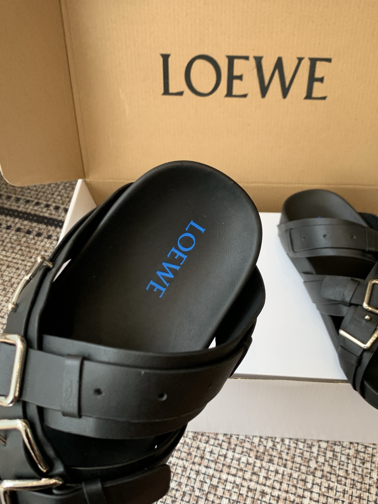 Loewe Multi Buckle Cross Strap Platform Sandals