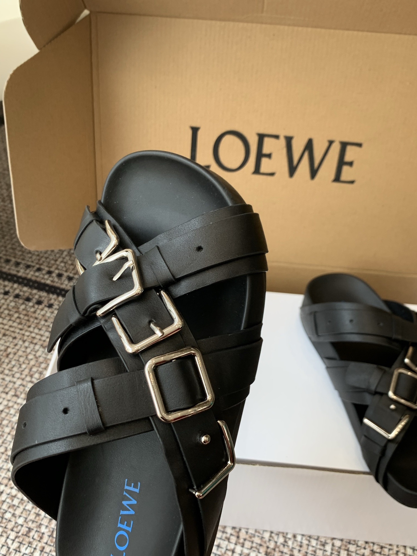 Loewe Multi Buckle Cross Strap Platform Sandals