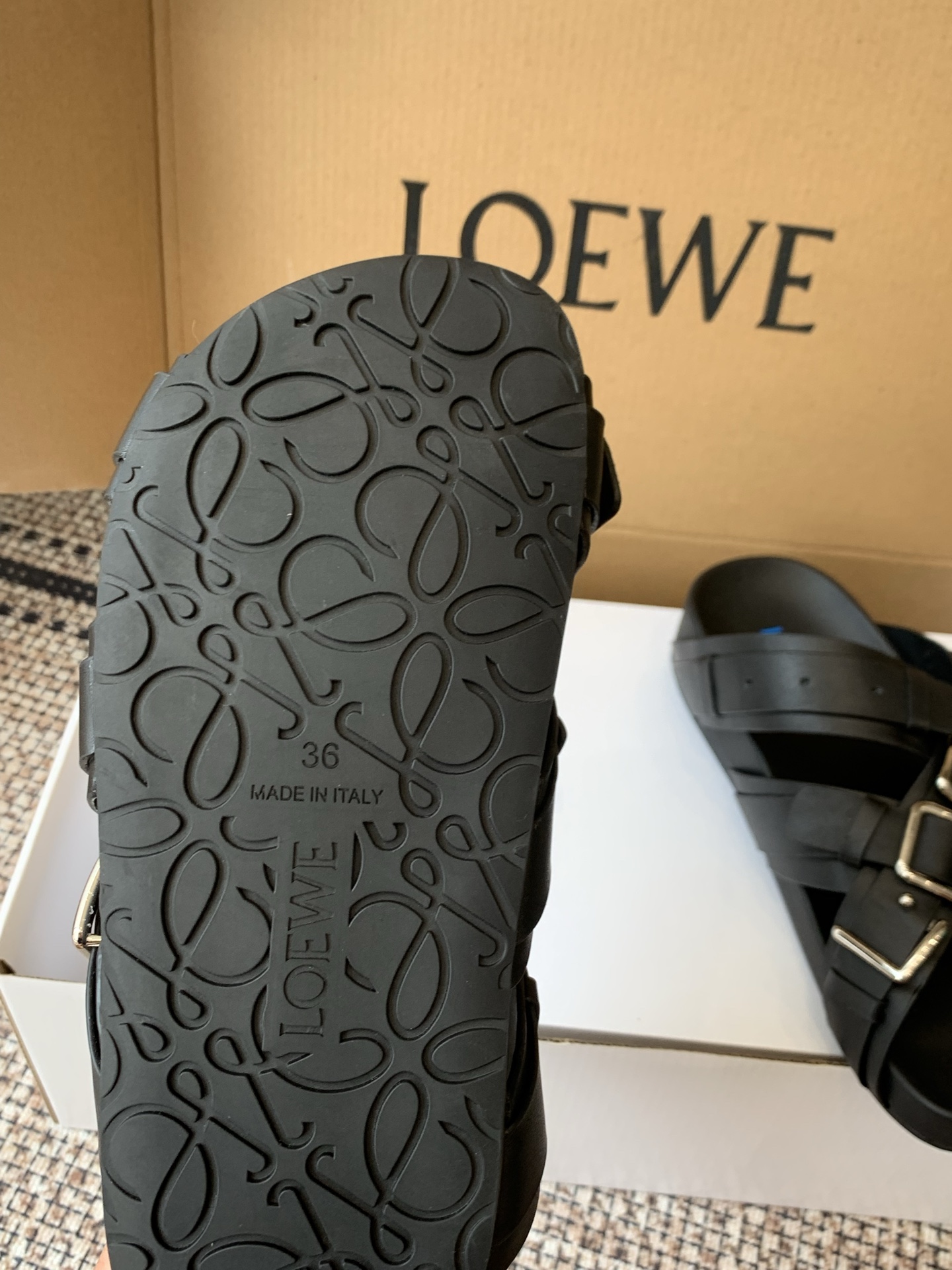 Loewe Multi Buckle Cross Strap Platform Sandals