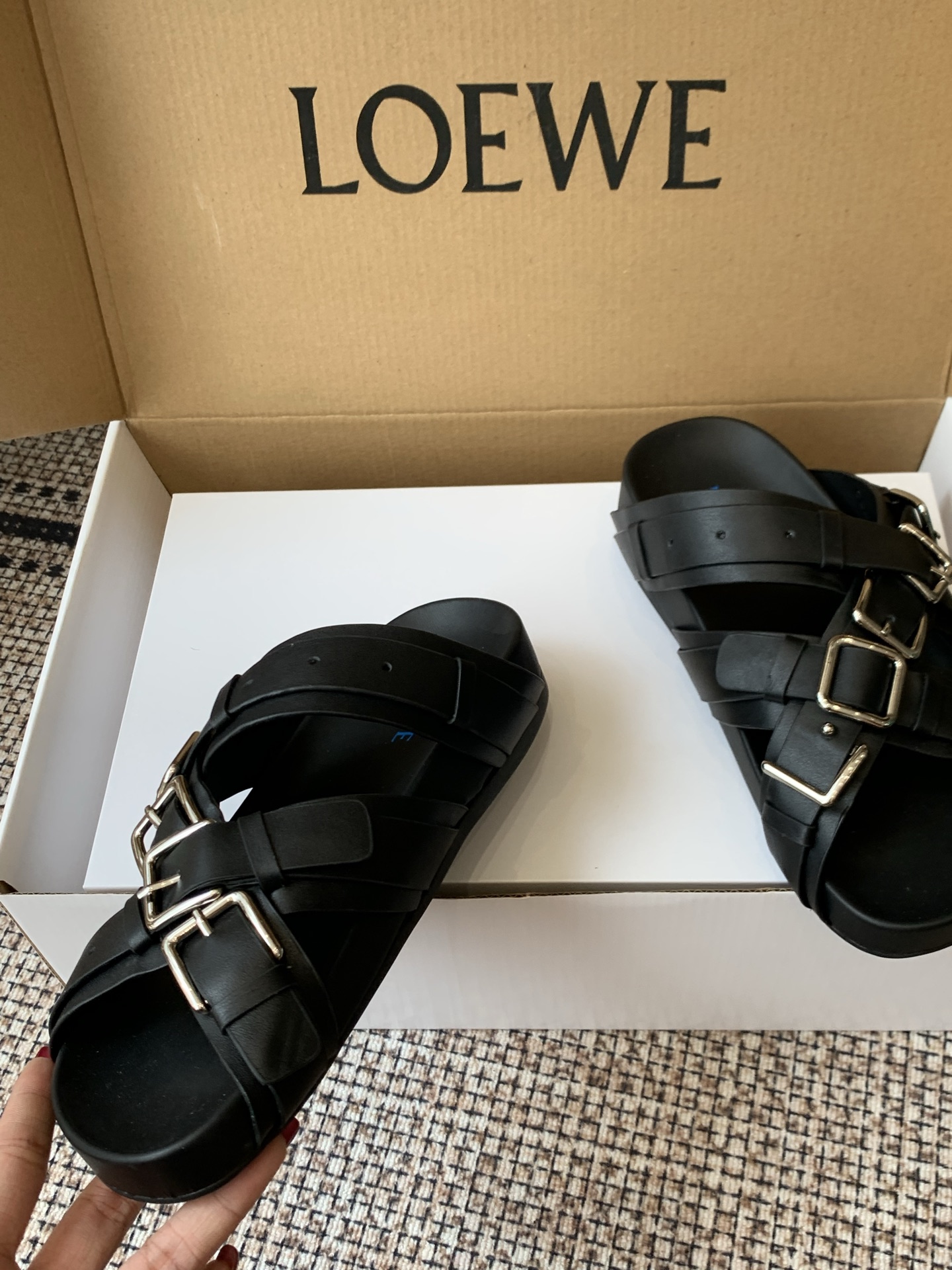Loewe Multi Buckle Cross Strap Platform Sandals