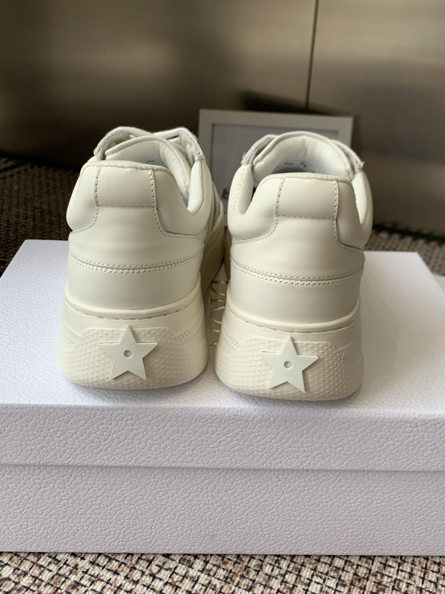 dior white star platform sneakers