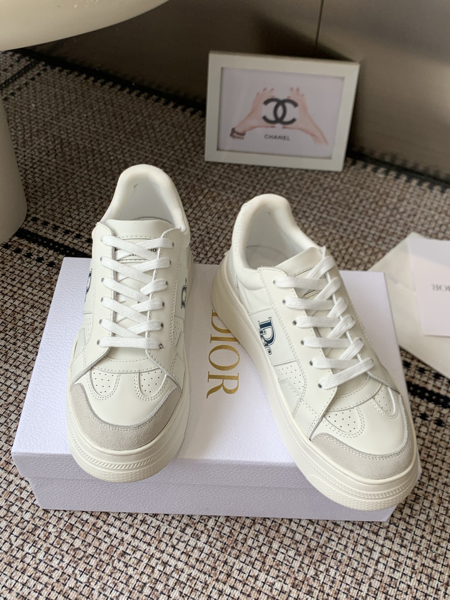 dior white star platform sneakers