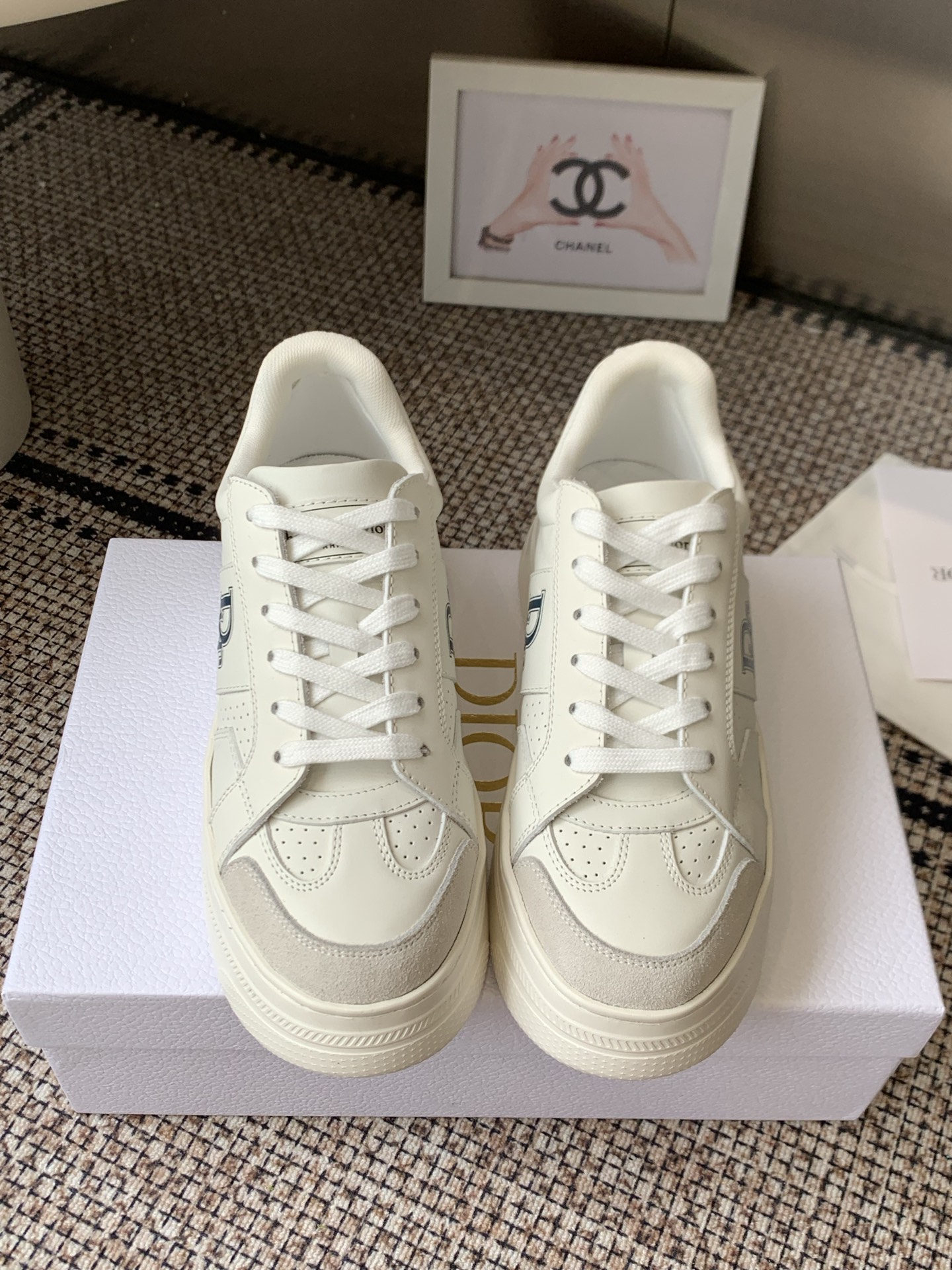 dior white star platform sneakers