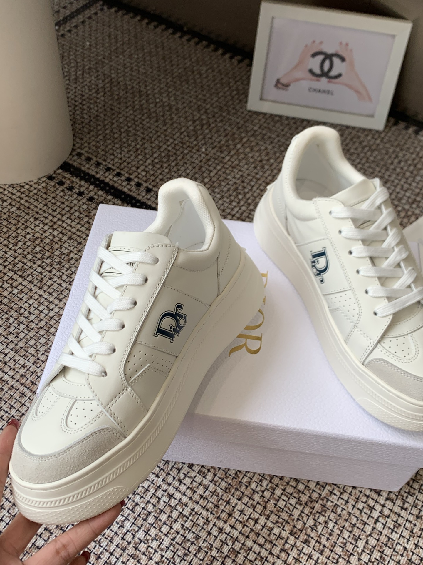 dior white star platform sneakers