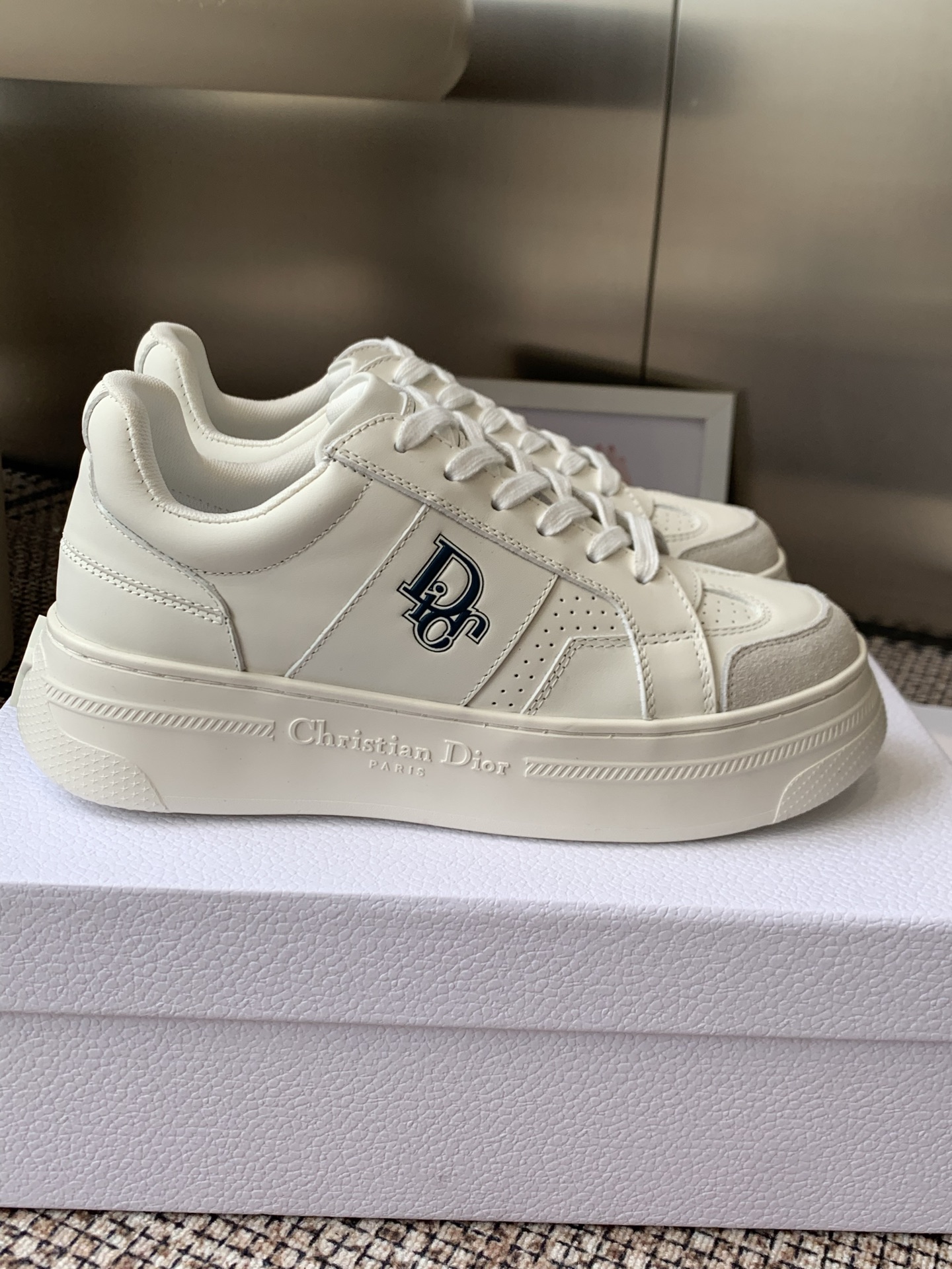dior white star platform sneakers