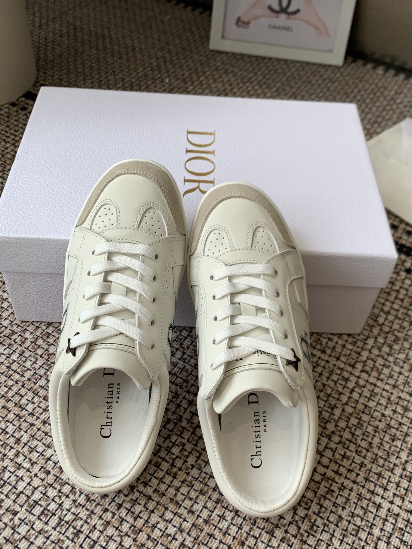 dior white star open heel sneakers