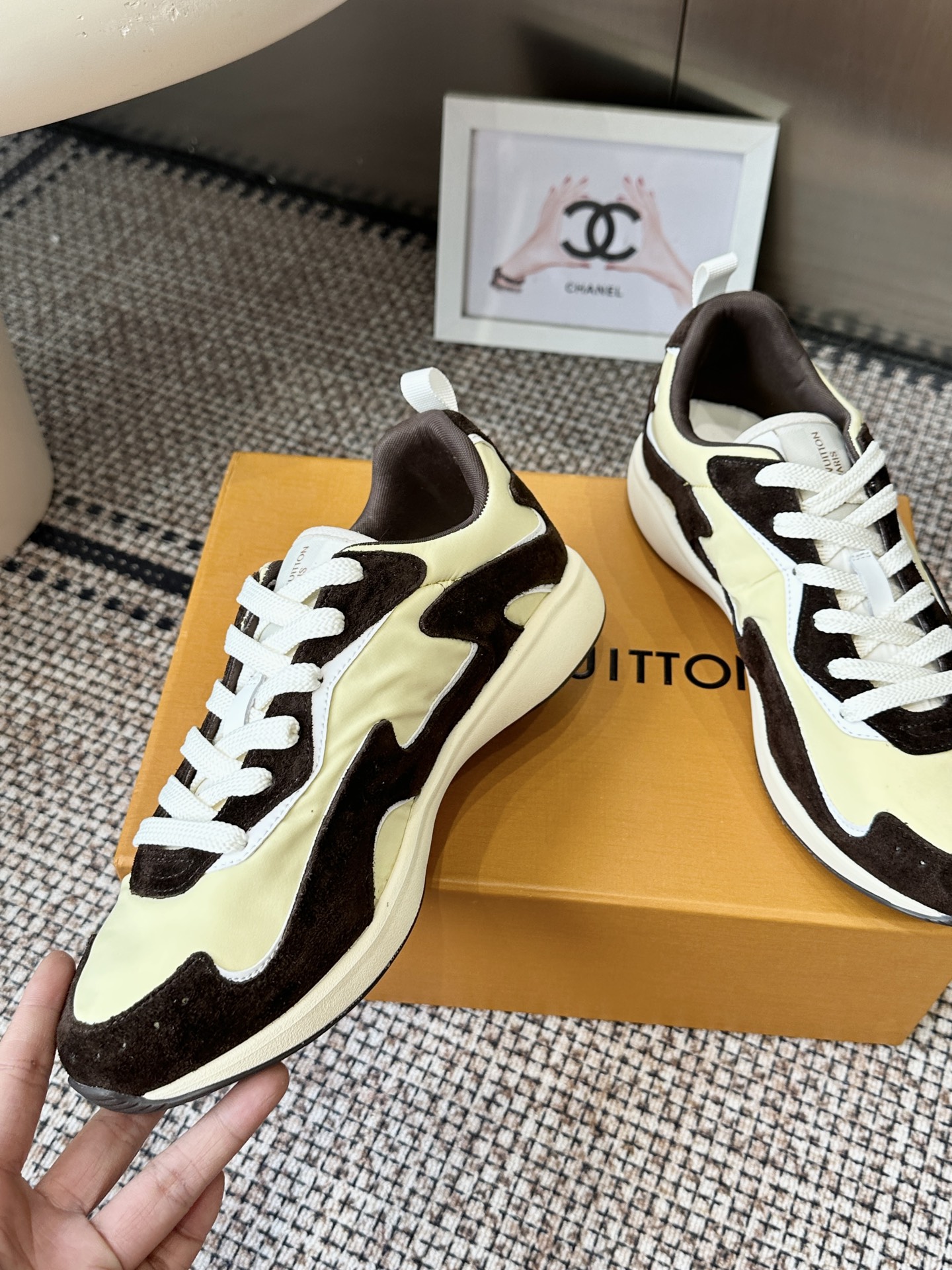 Louis Vuitton Brown Cream Panel Low Top Sneaker
