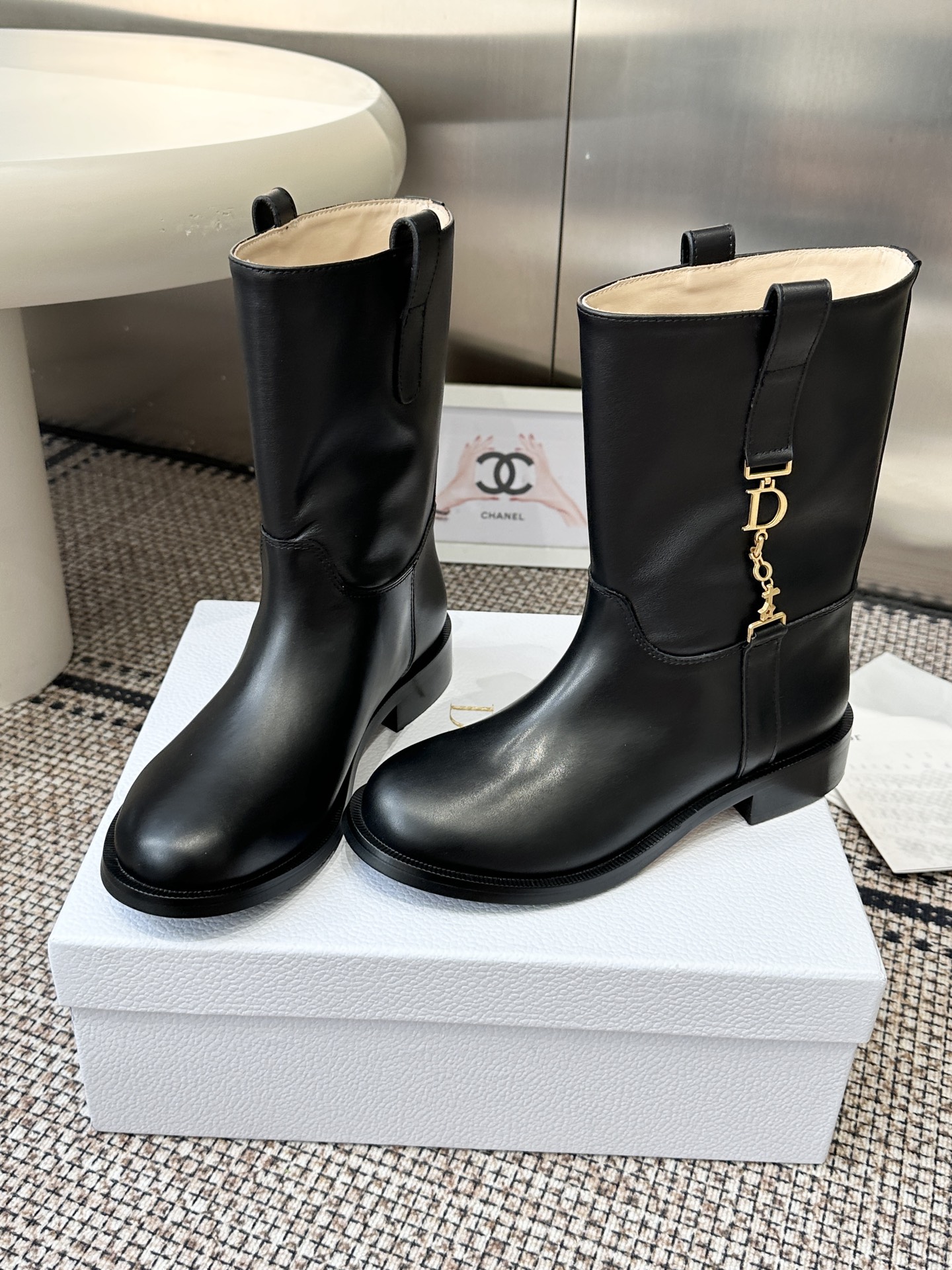 Black Mid Calf Boots