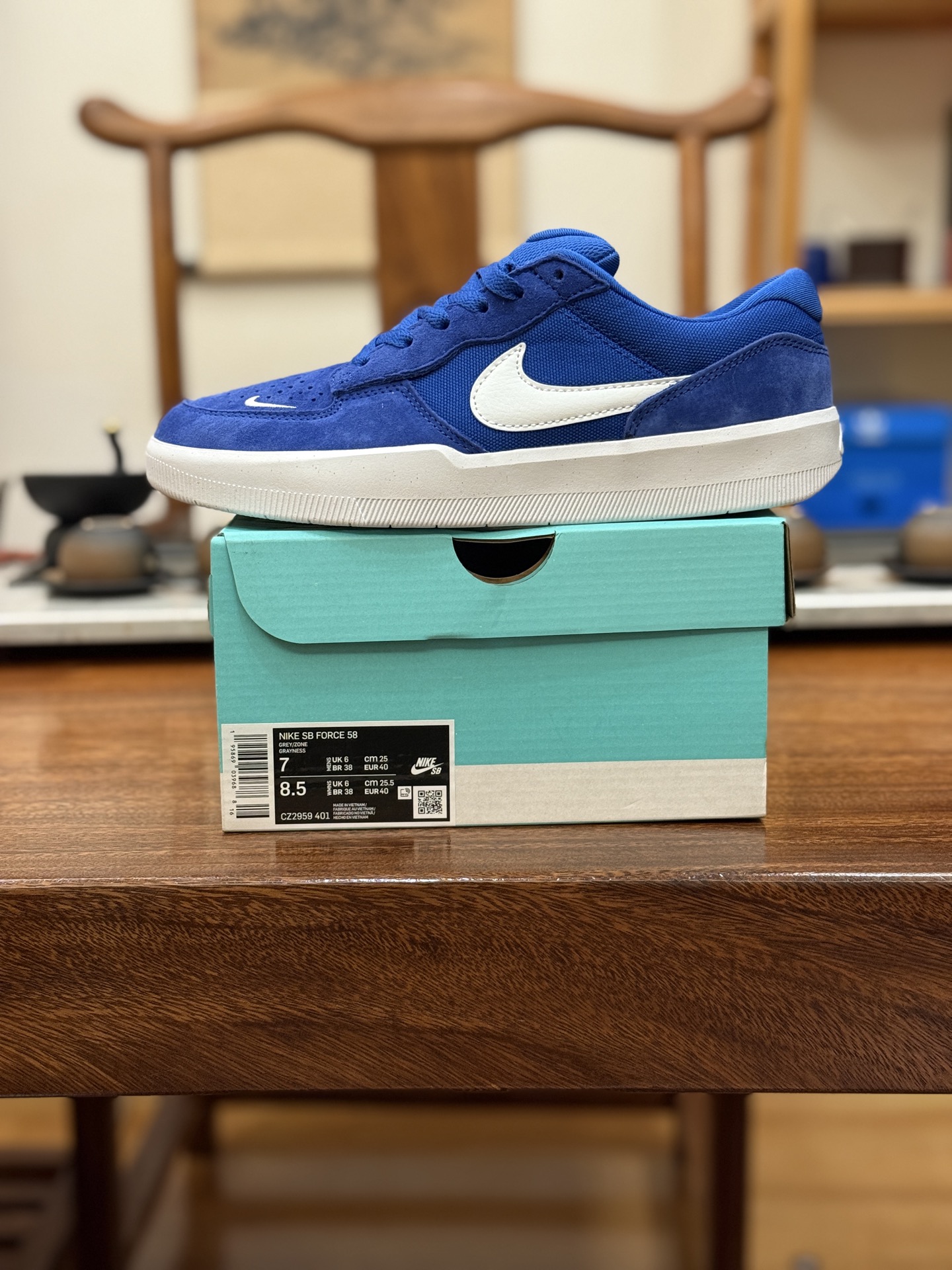 长期跑量款 性价比中的王者 SB F58款 蓝白 CZ2959-401 男女鞋 36 36.5 37.5 38 38.5 39 40 40.5 41 42 42.5 43 44 44.5 45 46