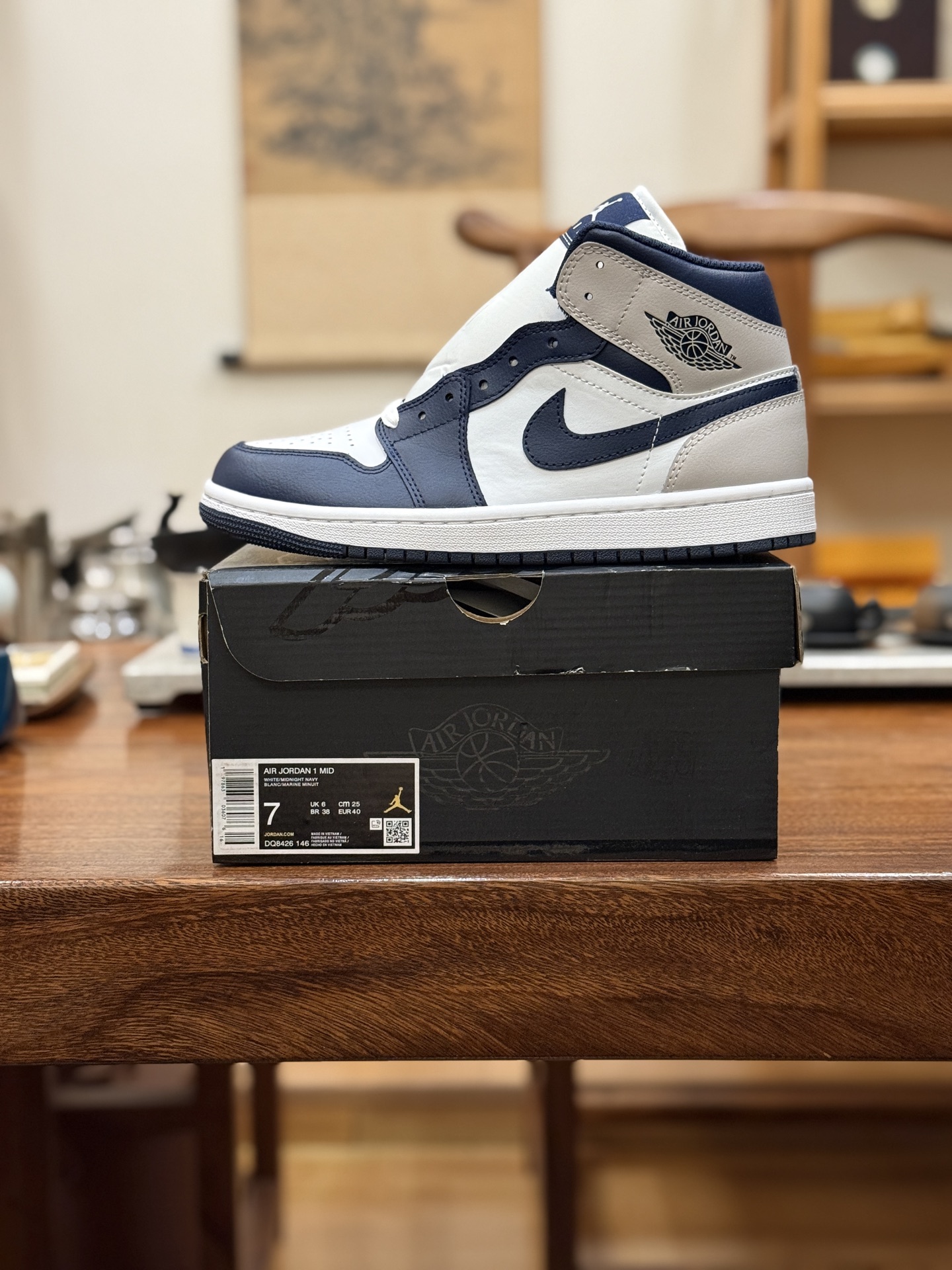 DT升级版 新货🚀 鞋头腰身变更加完美 顶级原版 公司级 平台货 AIR JORDAN 1 MID 中帮 白蓝色 DQ8426-146 男鞋 40 40.5 41 42 42.5 43 44 44.5 45 46