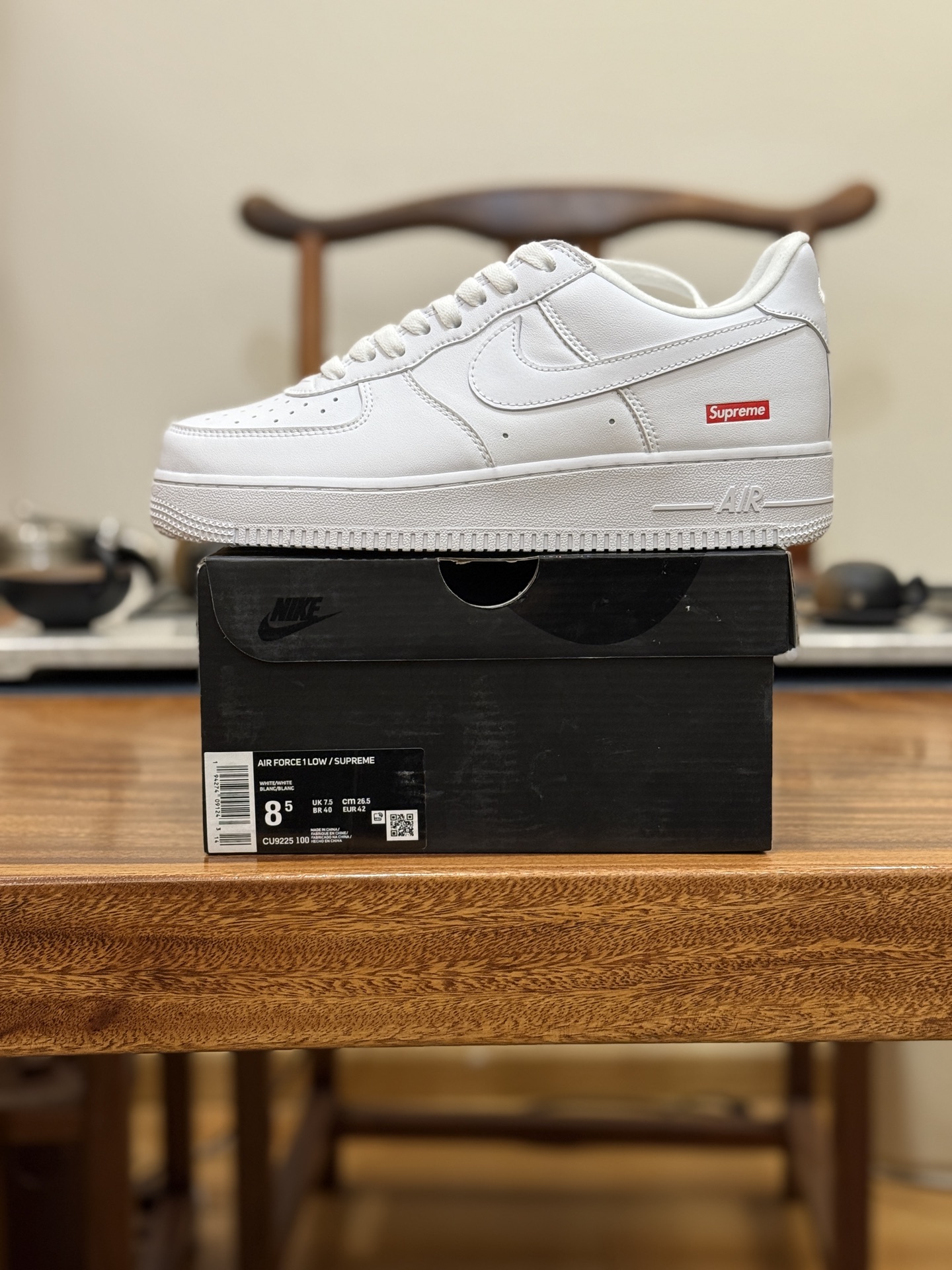 🎉🎉🎉 万双库存，双十二福利特价 原奥莱订单 Supreme 空军 联名 SUP 白色 CU9225-100 男女鞋 36 36.5 37.5 38.5 39 40 40.5 41 42 42.5 43 44 44.5 45 46