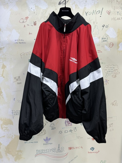Balenciaga Color Block Windbreaker Jacket Oversized Off-Shoulder 1 Balenciaga Color Block Windbreaker Jacket Oversized Off-Shoulder