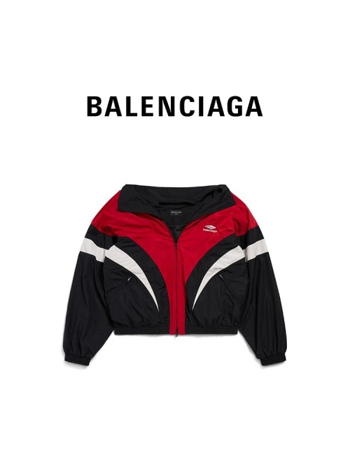 Balenciaga Veste Coupe-Vent Épaules Dénudées Rouge, Noir et Blanc 1 Balenciaga Veste Coupe-Vent Épaules Dénudées Rouge, Noir et Blanc