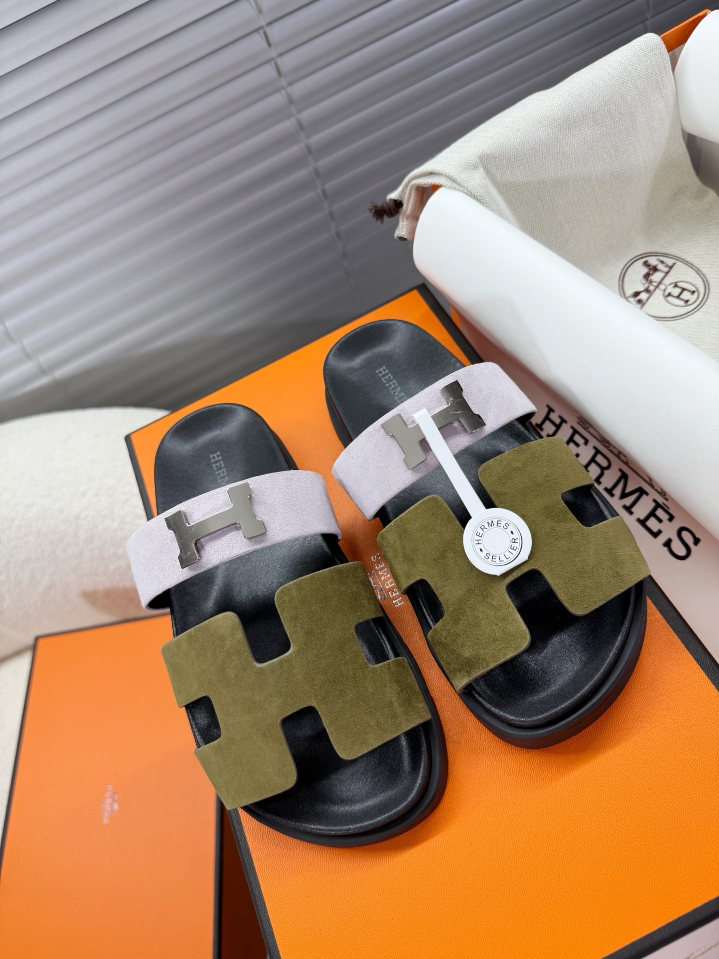 NO:260286,Hermes--Handle couples H-sweep series; second uncle slippers; sandals... 