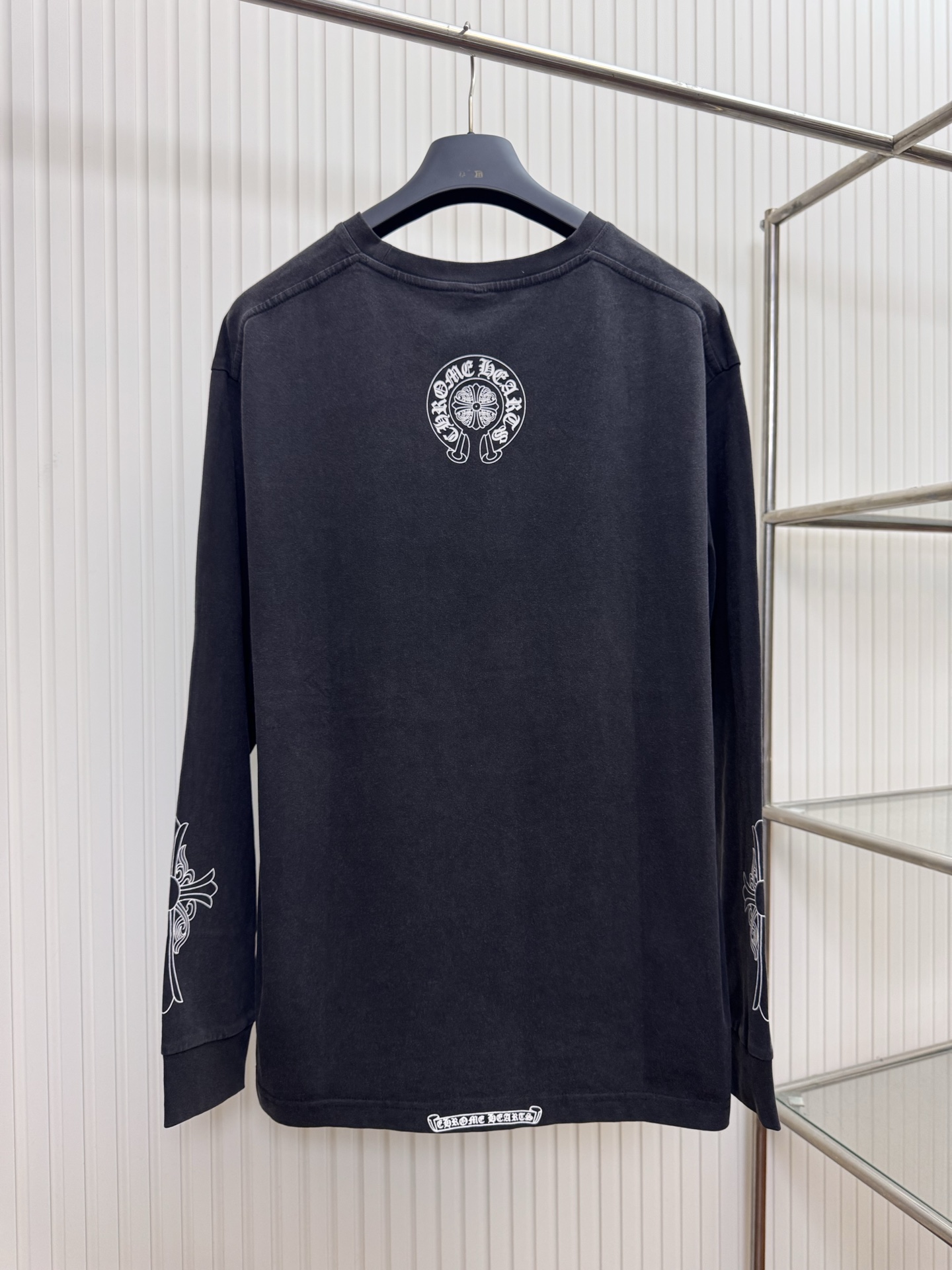 Chrome Hearts CH 克罗心Vintage十字架马蹄藤蔓宝剑水洗长袖T恤