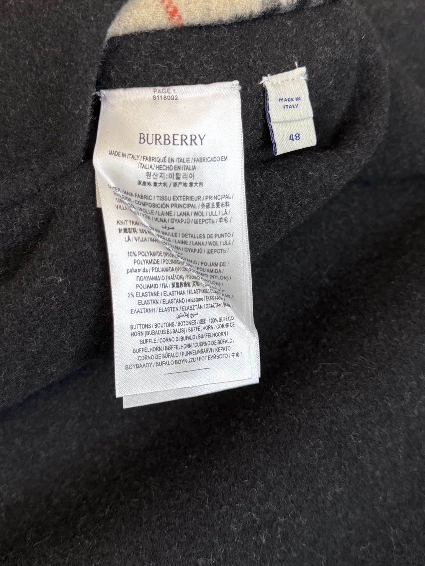 Burberry bbr巴宝莉双面穿条纹羊毛拉链连帽外套