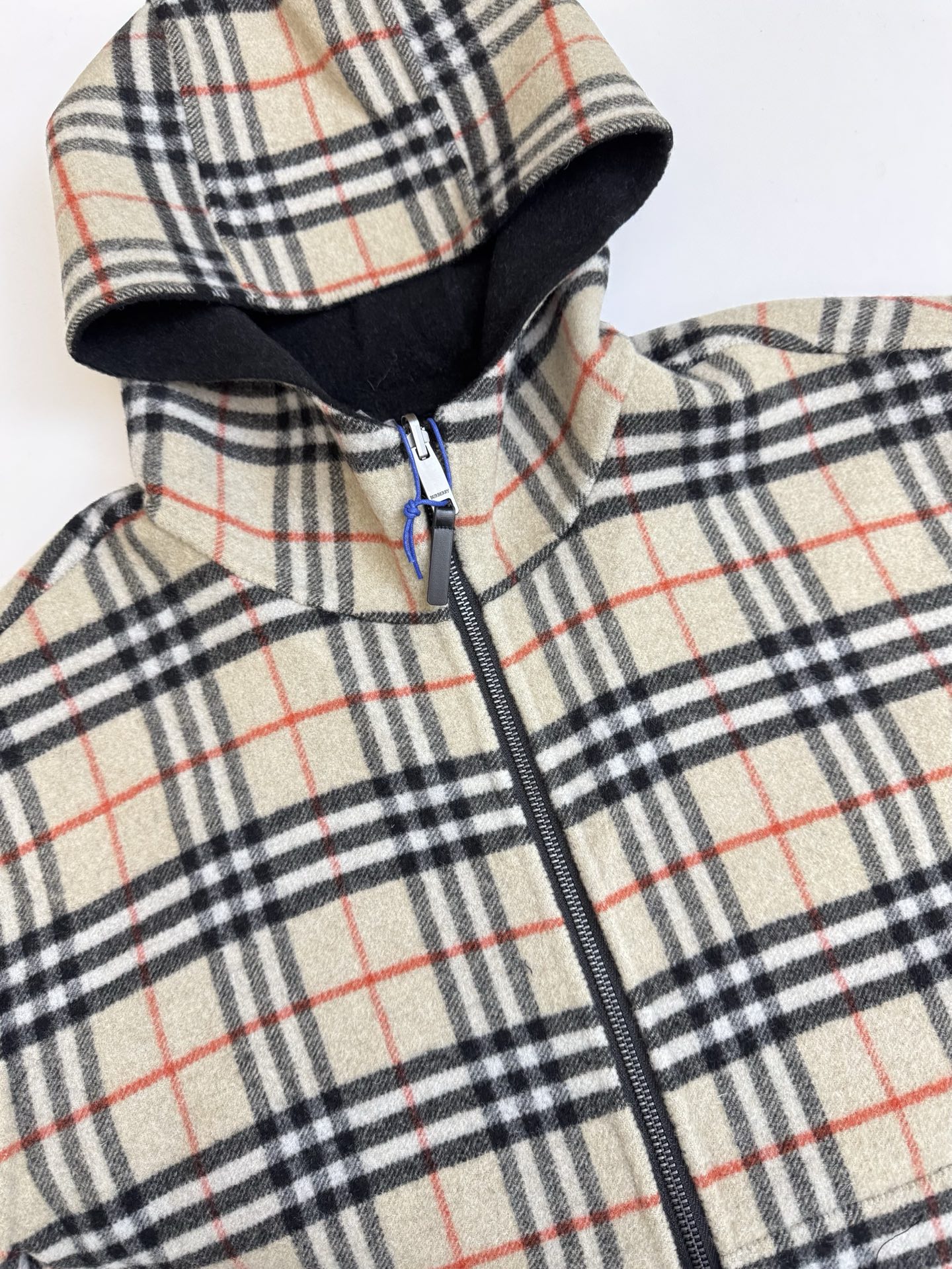 Burberry bbr巴宝莉双面穿条纹羊毛拉链连帽外套