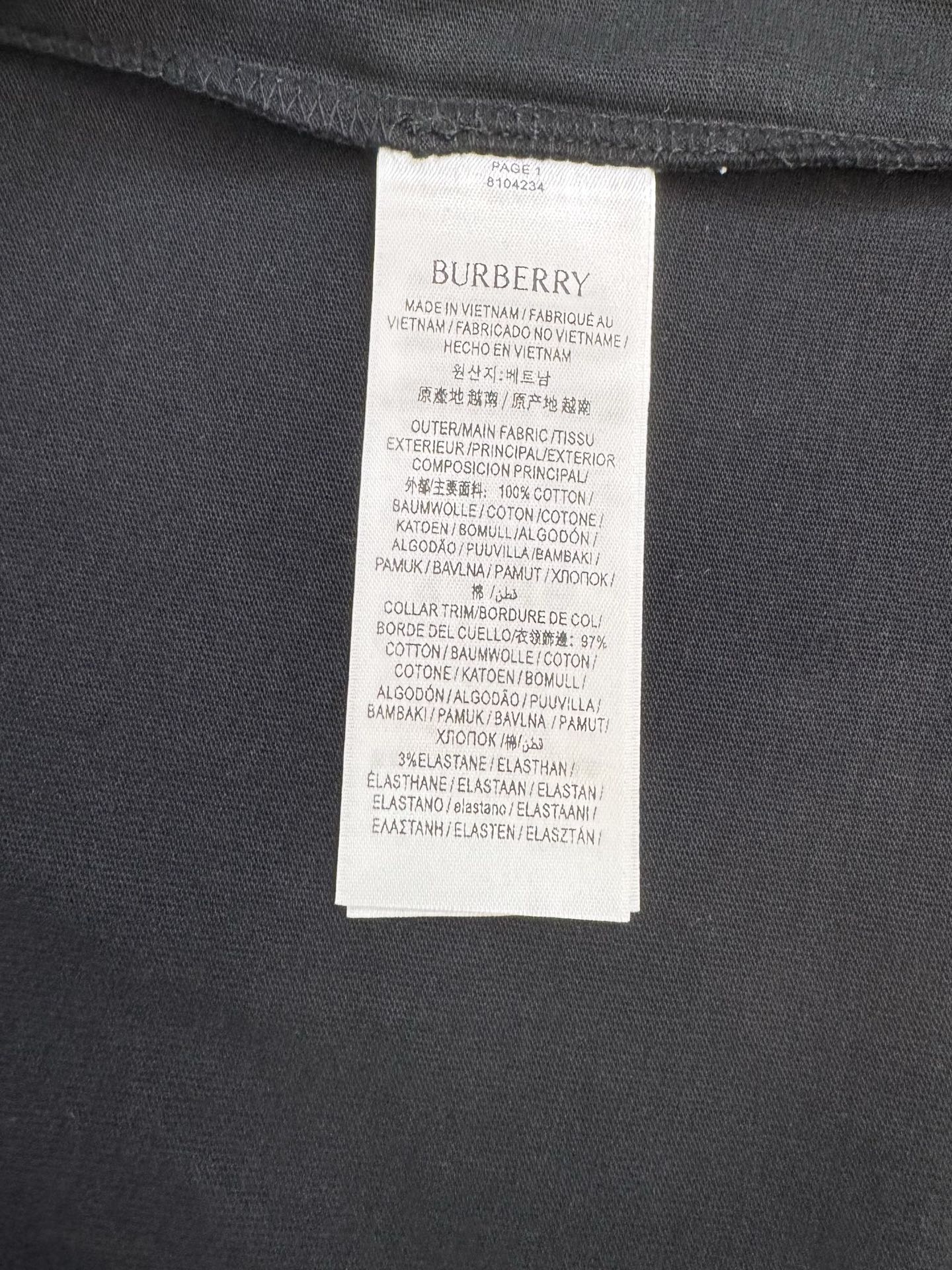 Burberry Bbr 巴宝莉胸前字母圆领短袖T恤