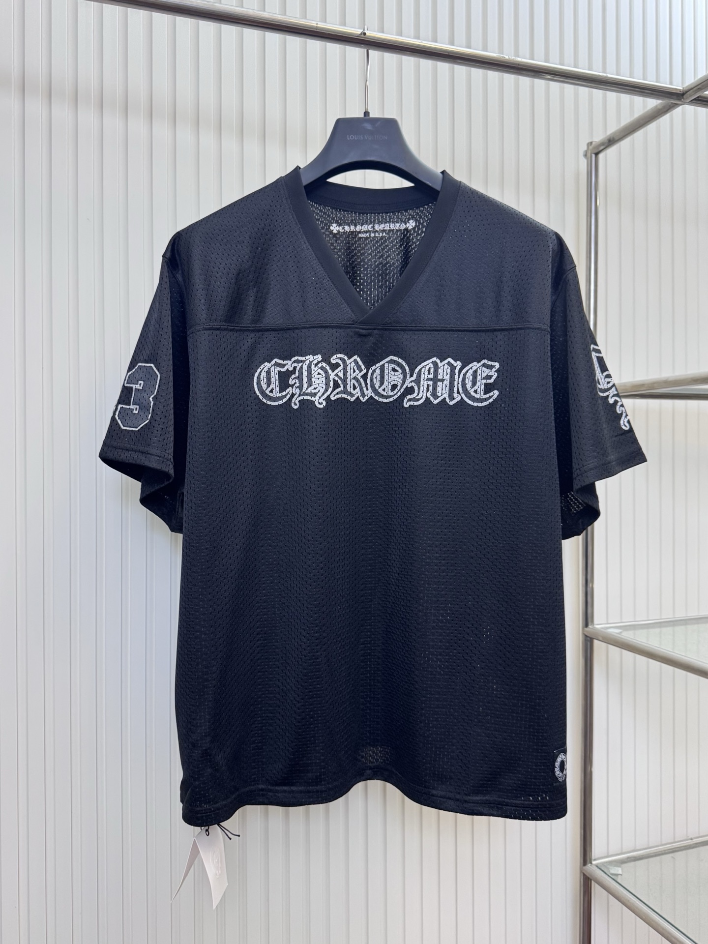 Chrome Hearts CH 克罗心 25ss黑色款V领网眼短袖款冰球服