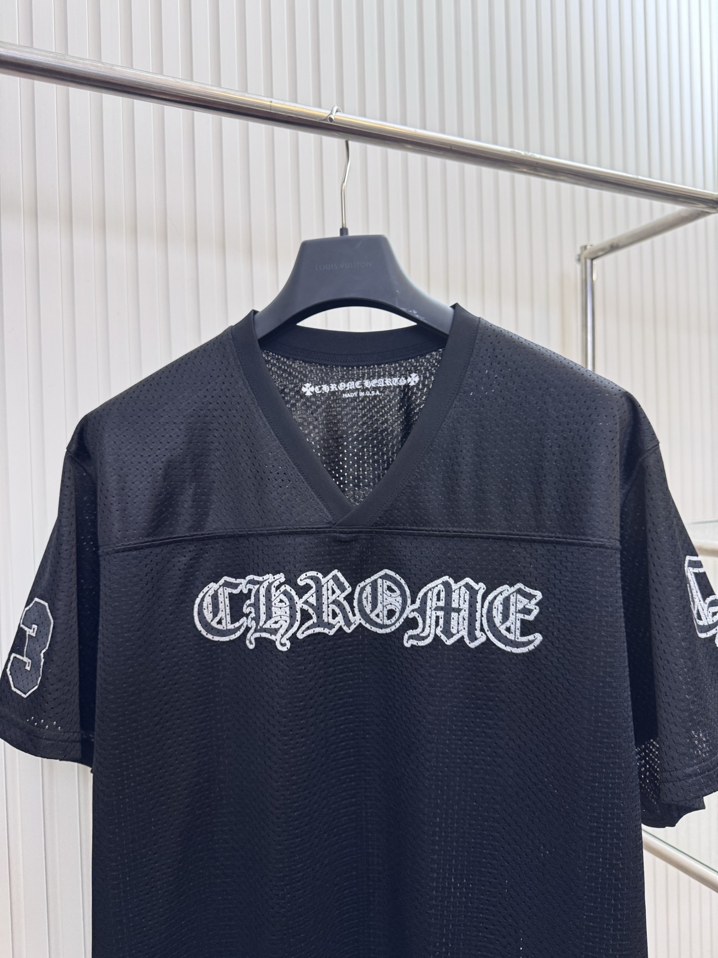 Chrome Hearts CH 克罗心 25ss黑色款V领网眼短袖款冰球服
