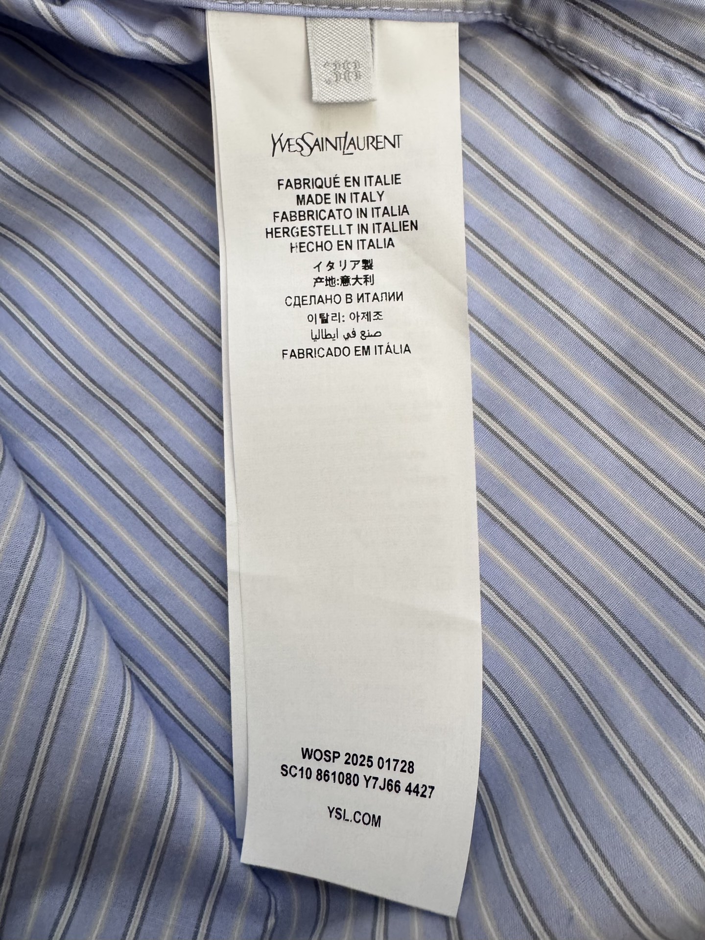 Saint Laurent Slp 圣罗兰 YSL字母标识刺绣条纹长袖衬衫