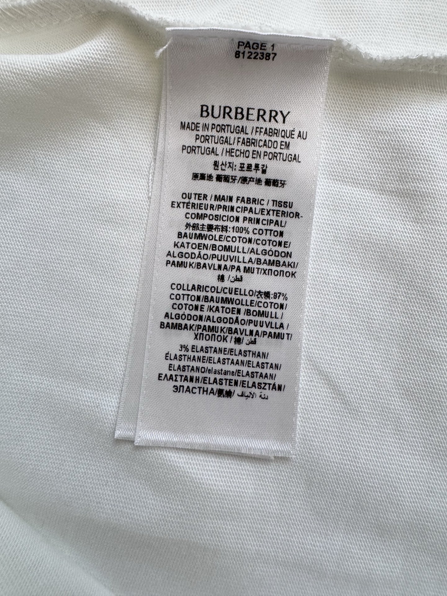 Burberry Bbr 巴宝莉 字母徽标装饰棉质短袖T恤