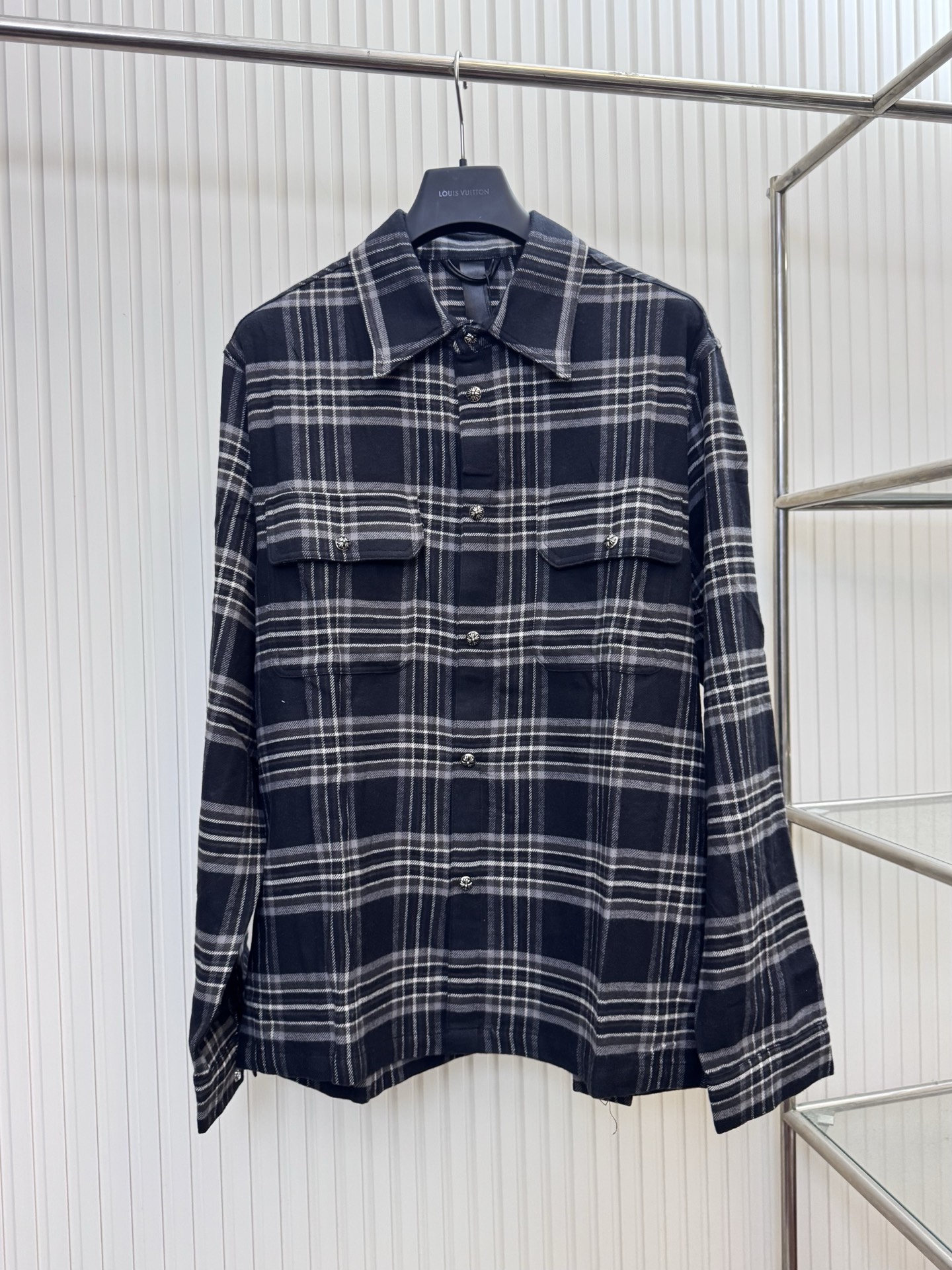 Chrome Hearts Ch 克罗心 法兰绒格纹翻领长袖衬衫