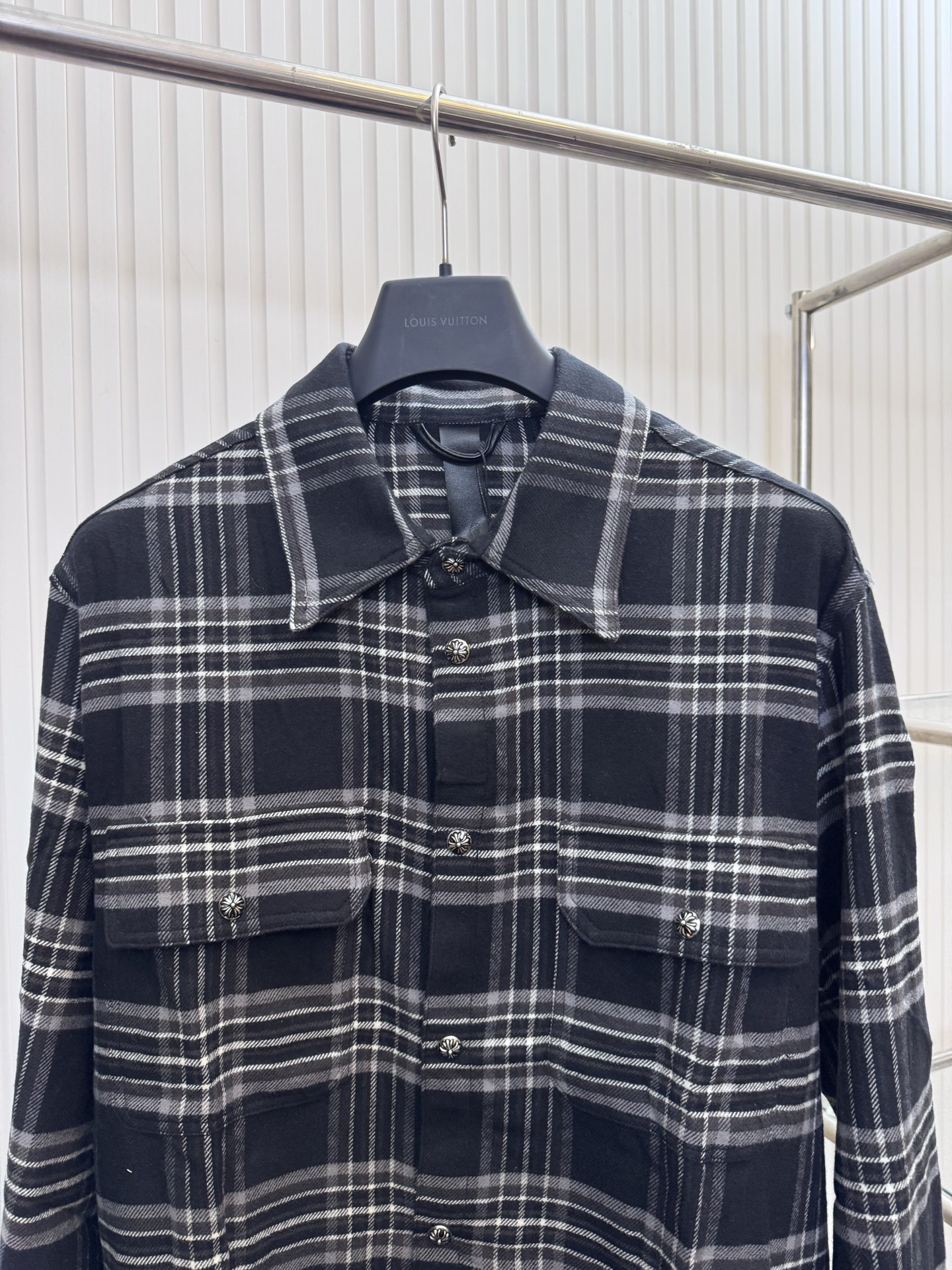 Chrome Hearts Ch 克罗心 法兰绒格纹翻领长袖衬衫