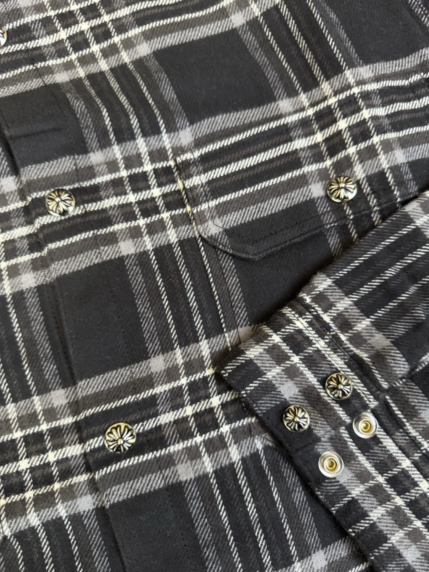 Chrome Hearts Ch 克罗心 法兰绒格纹翻领长袖衬衫