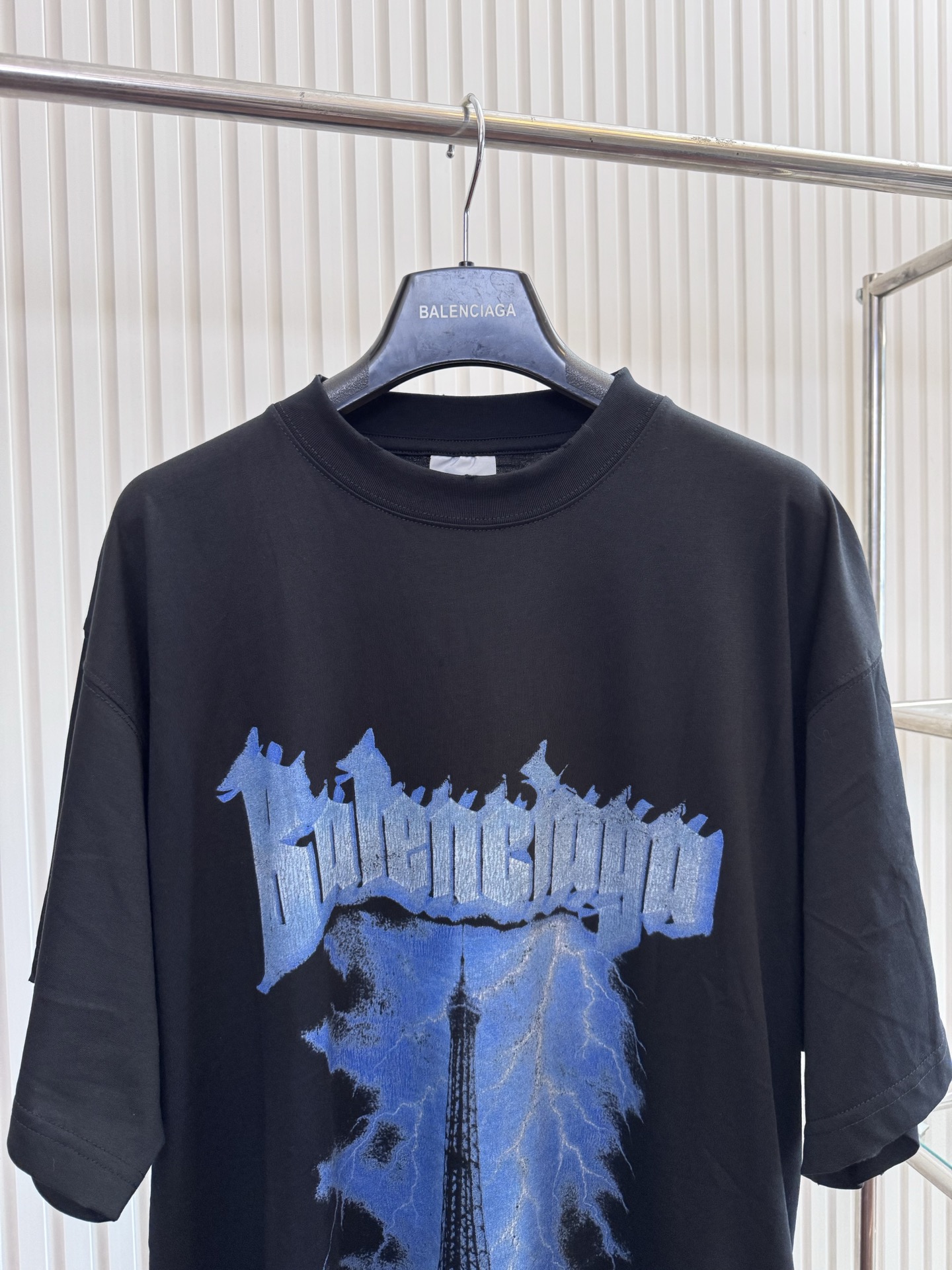 Balenciaga Bal 巴黎世家26ss铁塔闪电直喷印花短袖T恤