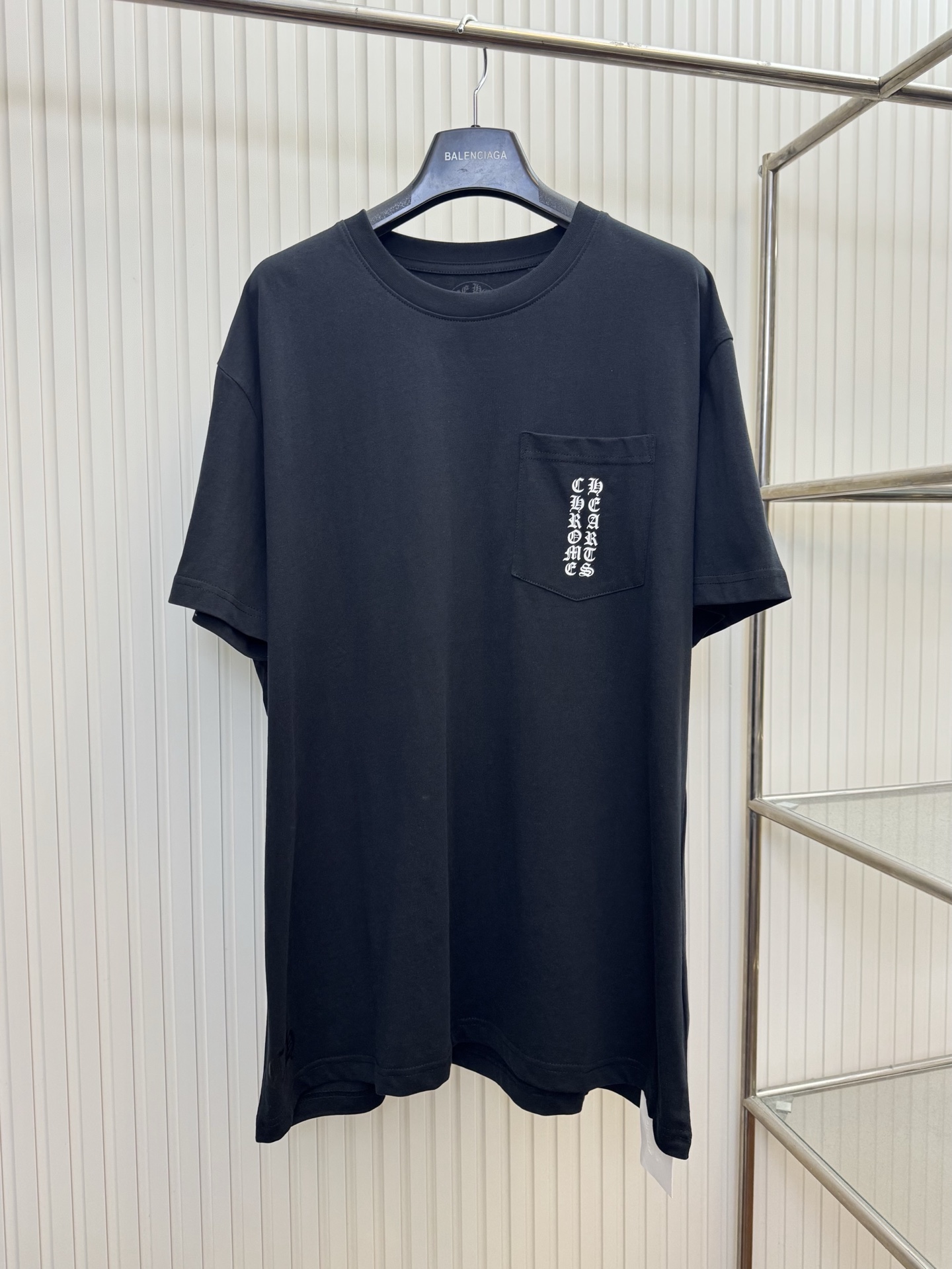 Chrome Hearts CH 克罗心粉色梵文字母口袋短袖T恤