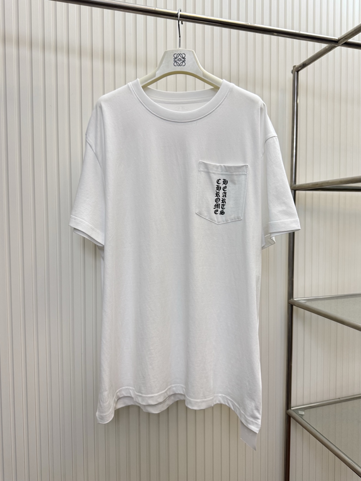 Chrome Hearts CH 克罗心粉色梵文字母口袋短袖T恤