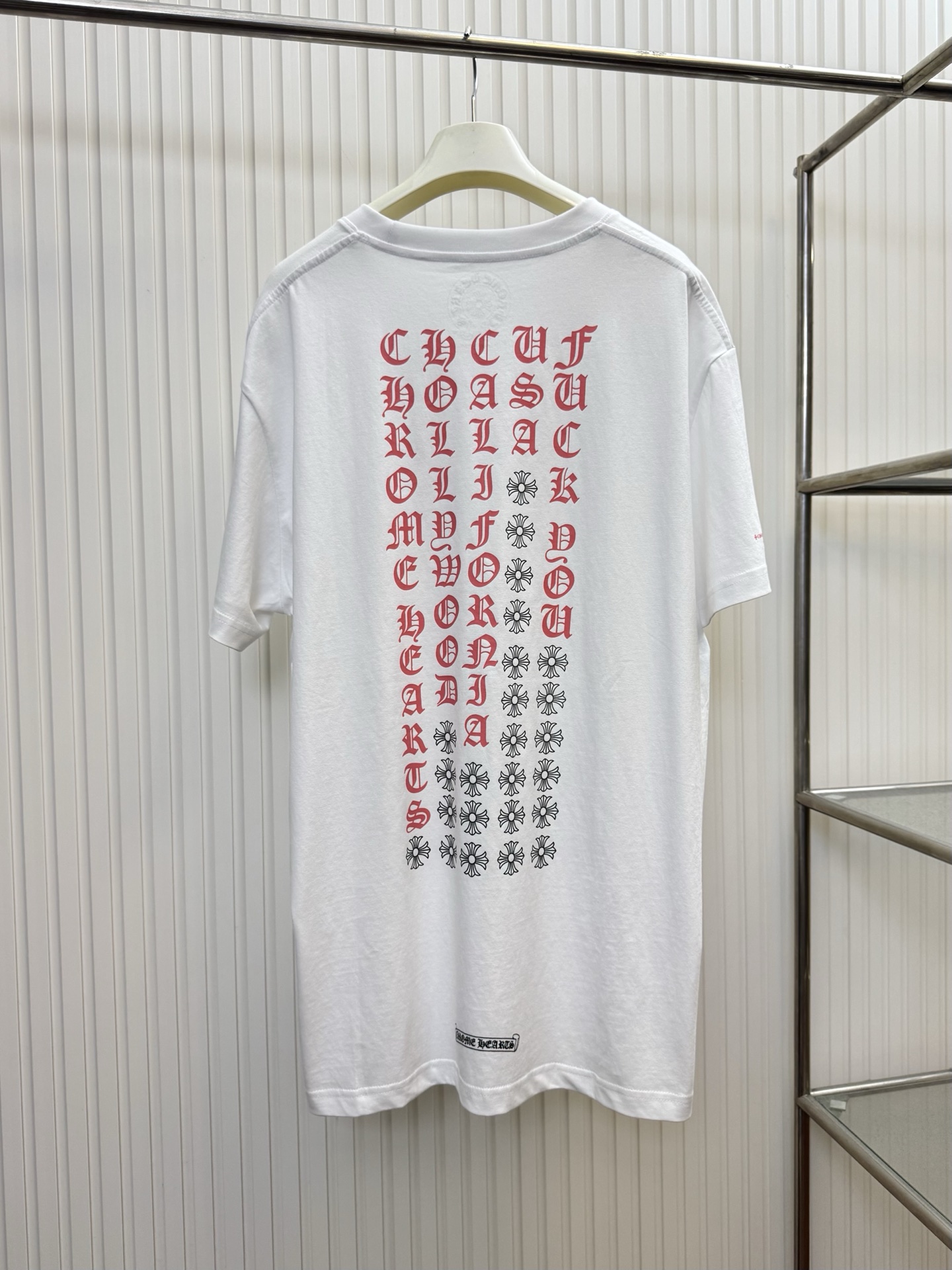 Chrome Hearts CH 克罗心粉色梵文字母口袋短袖T恤