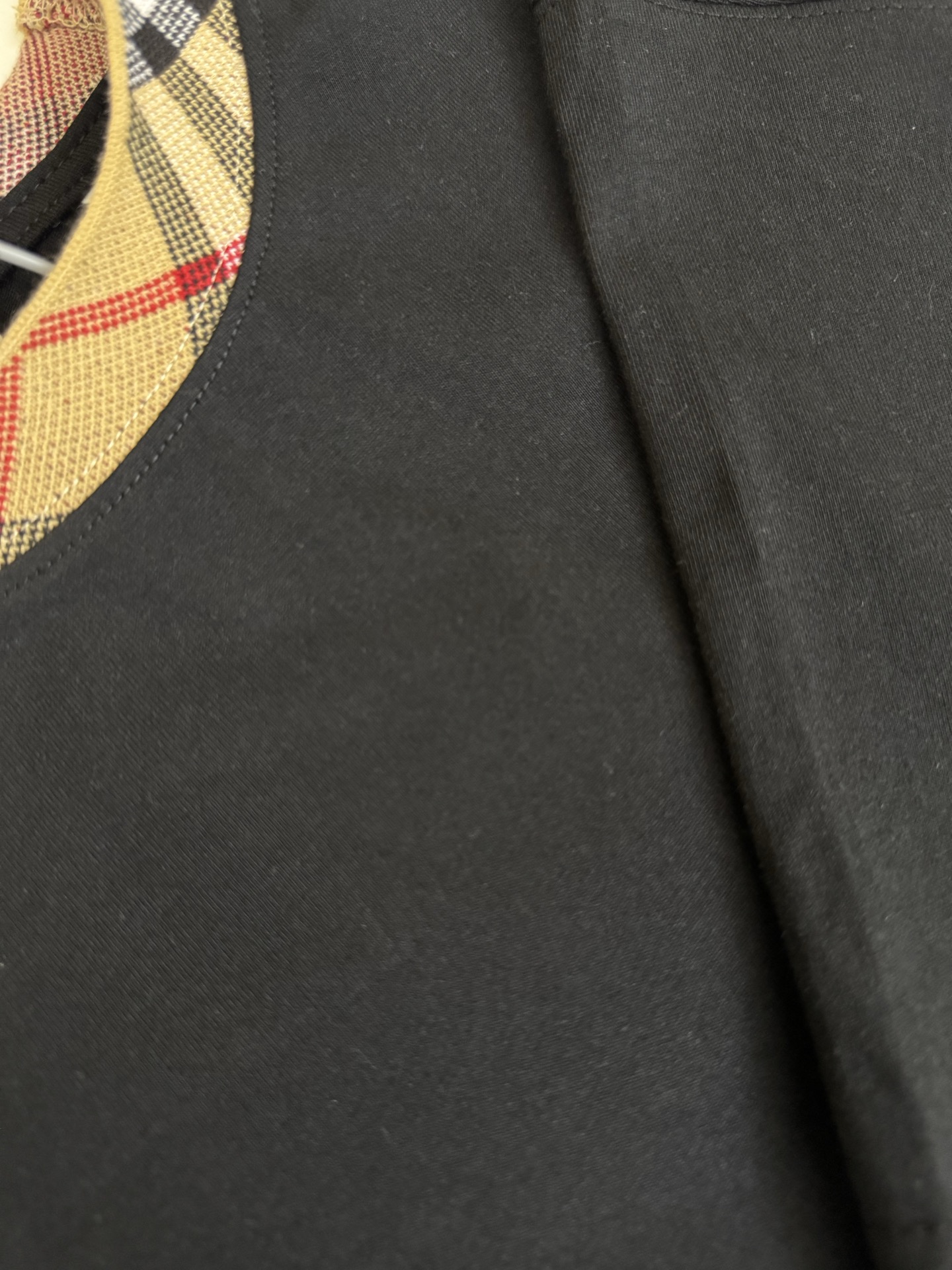 Burberry Bbr 巴宝莉圆领格纹装饰棉质短袖T恤