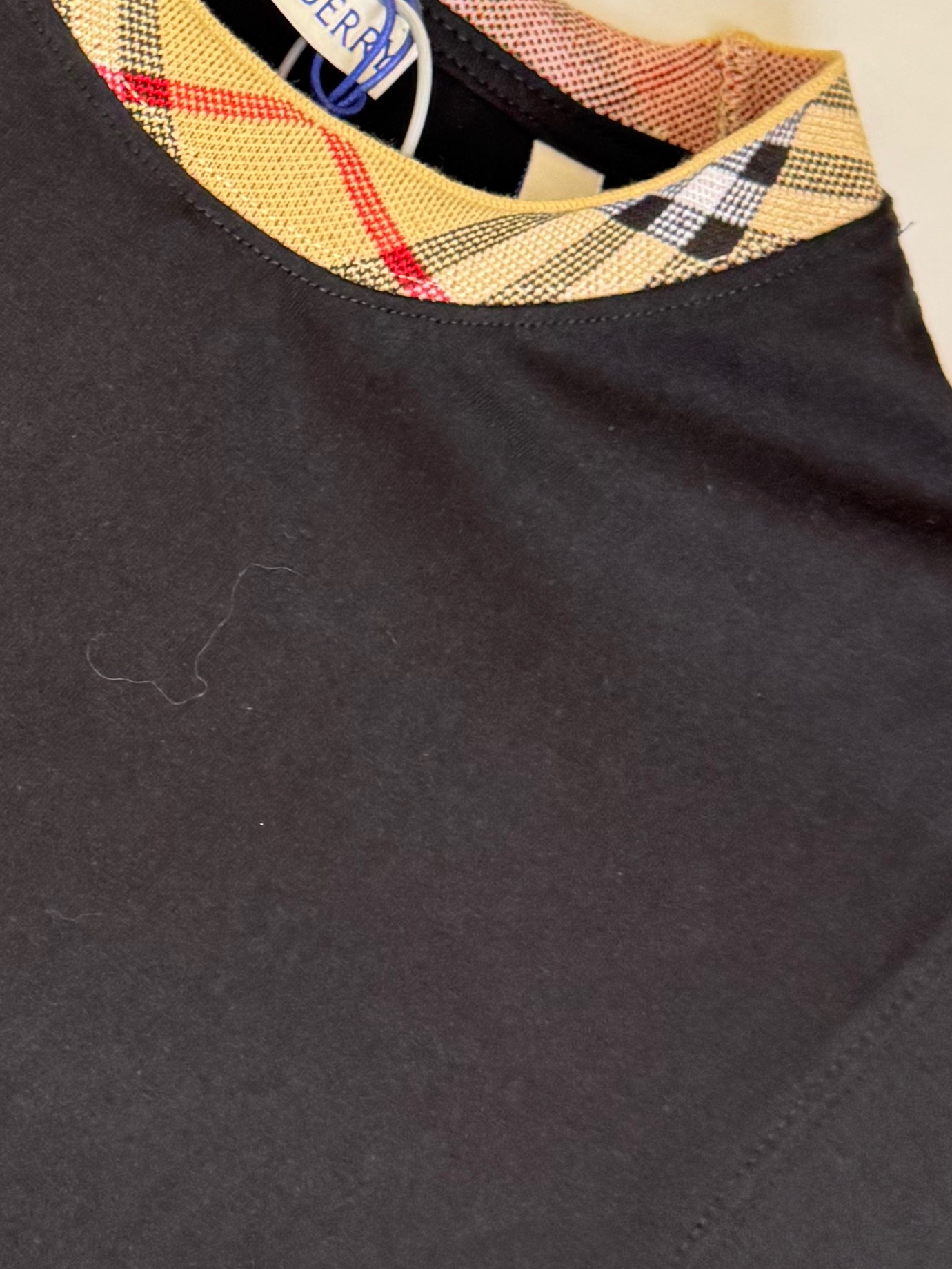Burberry Bbr 巴宝莉圆领格纹装饰棉质短袖T恤