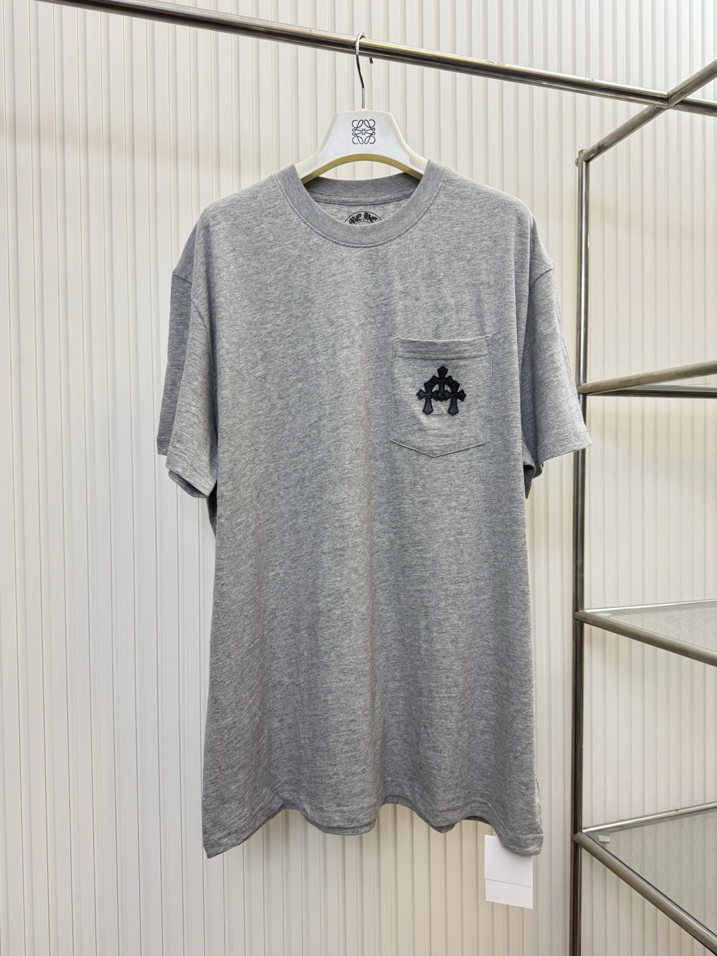 Chrome Hearts CH 克罗心 花纱竹节棉口袋拼皮短袖T恤