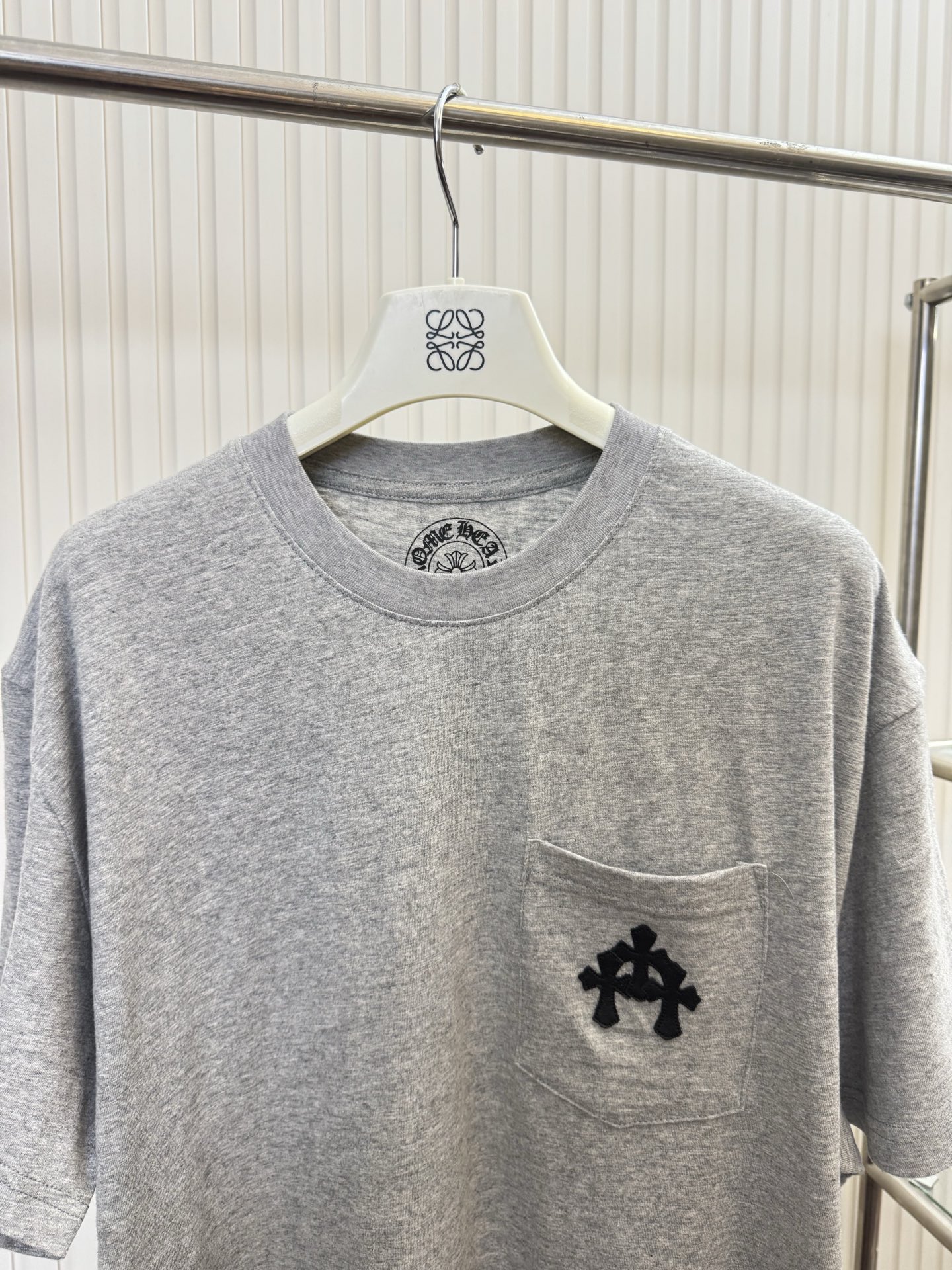 Chrome Hearts CH 克罗心 花纱竹节棉口袋拼皮短袖T恤