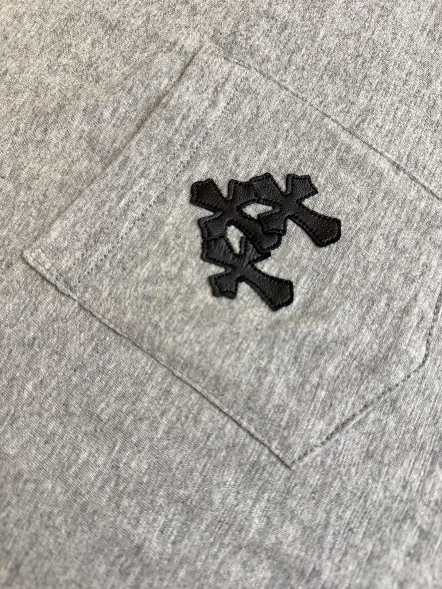 Chrome Hearts CH 克罗心 花纱竹节棉口袋拼皮短袖T恤
